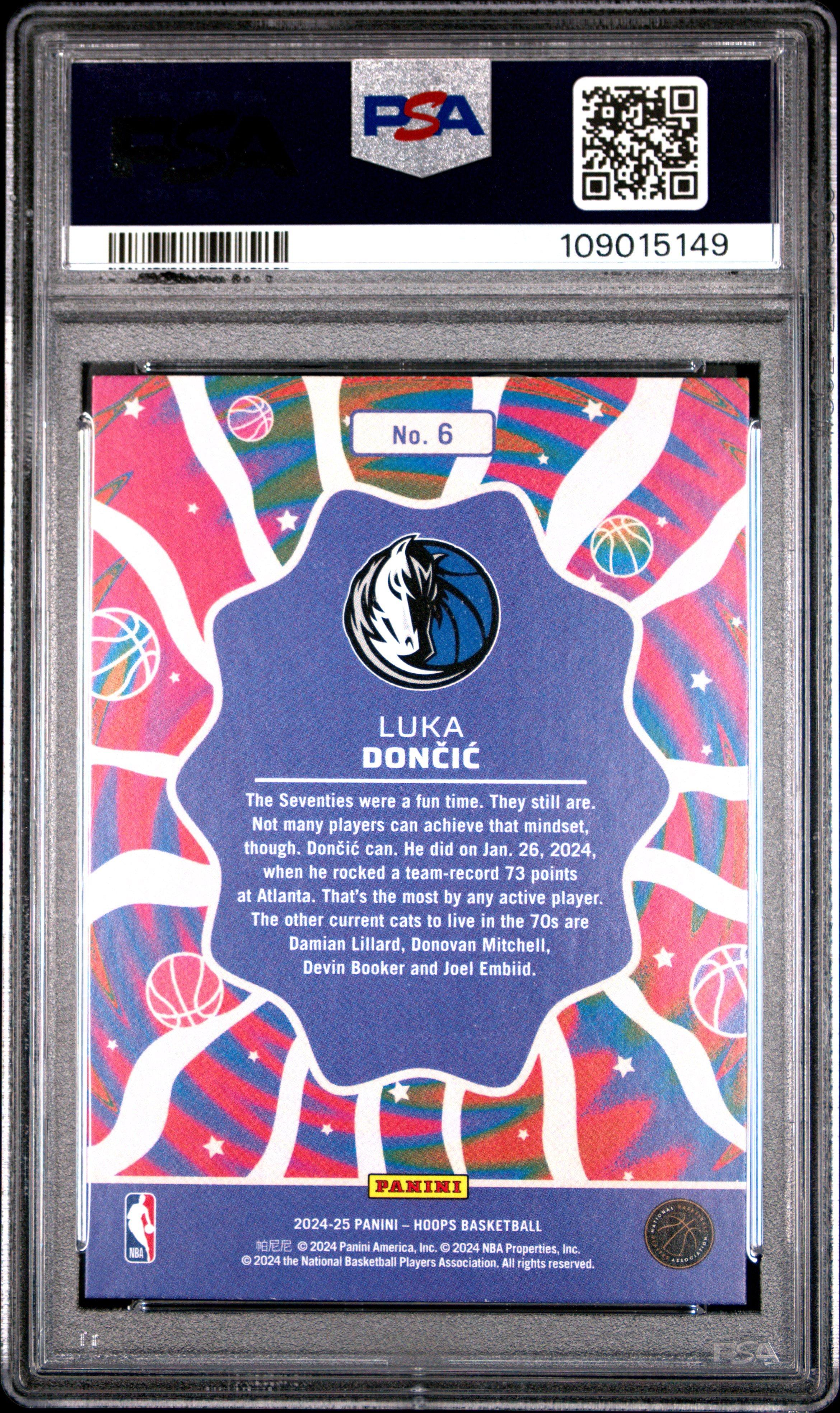 2024 Panini Nba Hoops Funkadelic 6 Luka Doncic PSA 9 Graded Card