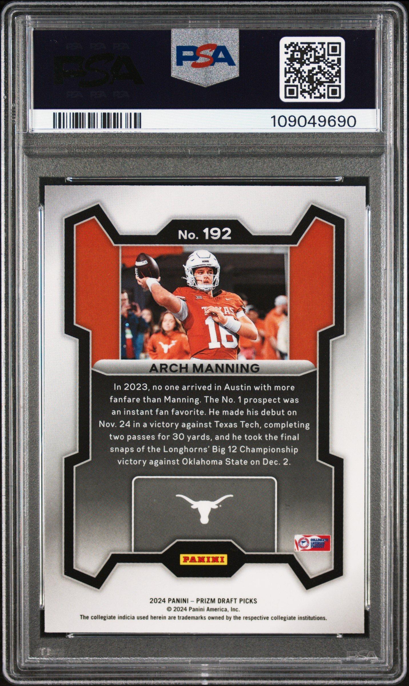 2024 Panini Prizm Draft Picks 192 Arch Manning PSA