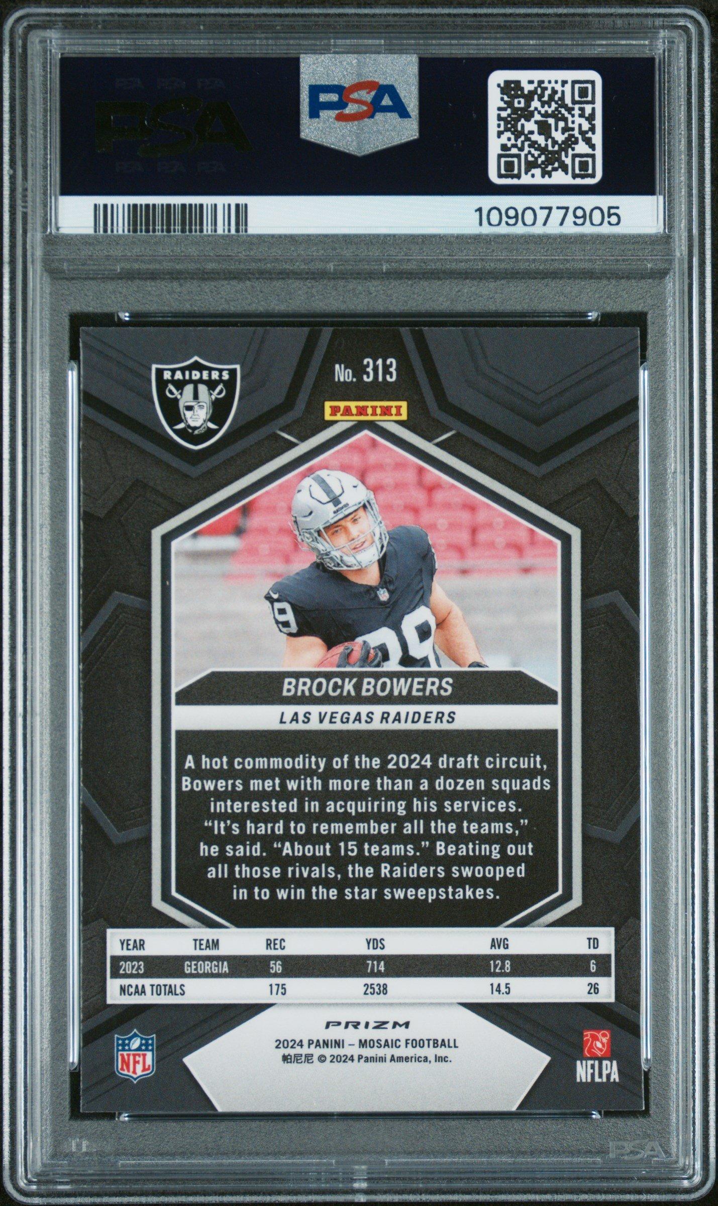 2024 Panini Mosaic 313 Brock Bowers Mosaic PSA 10