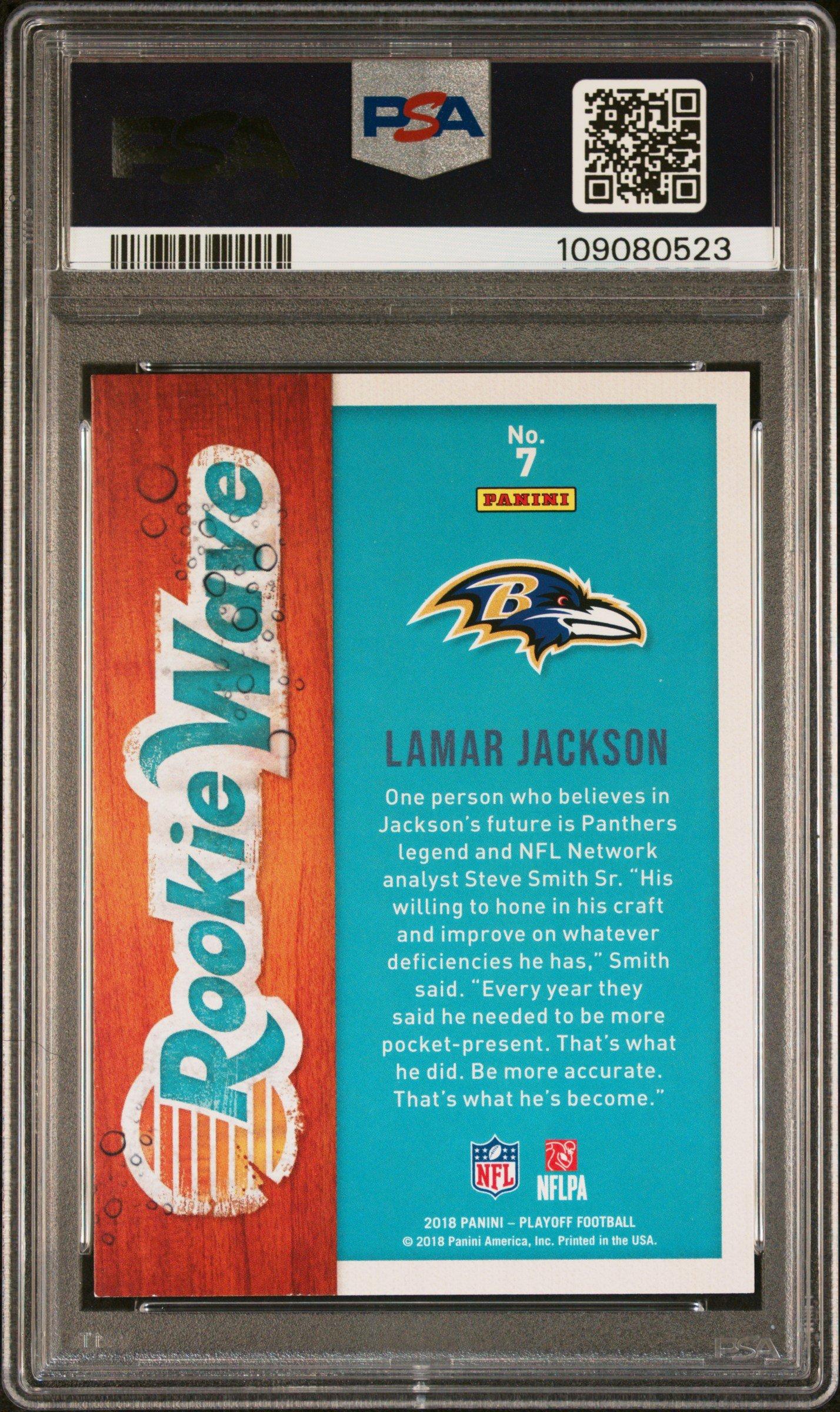2018 Panini Playoff Rookie Wave 7 Lamar Jackson PSA