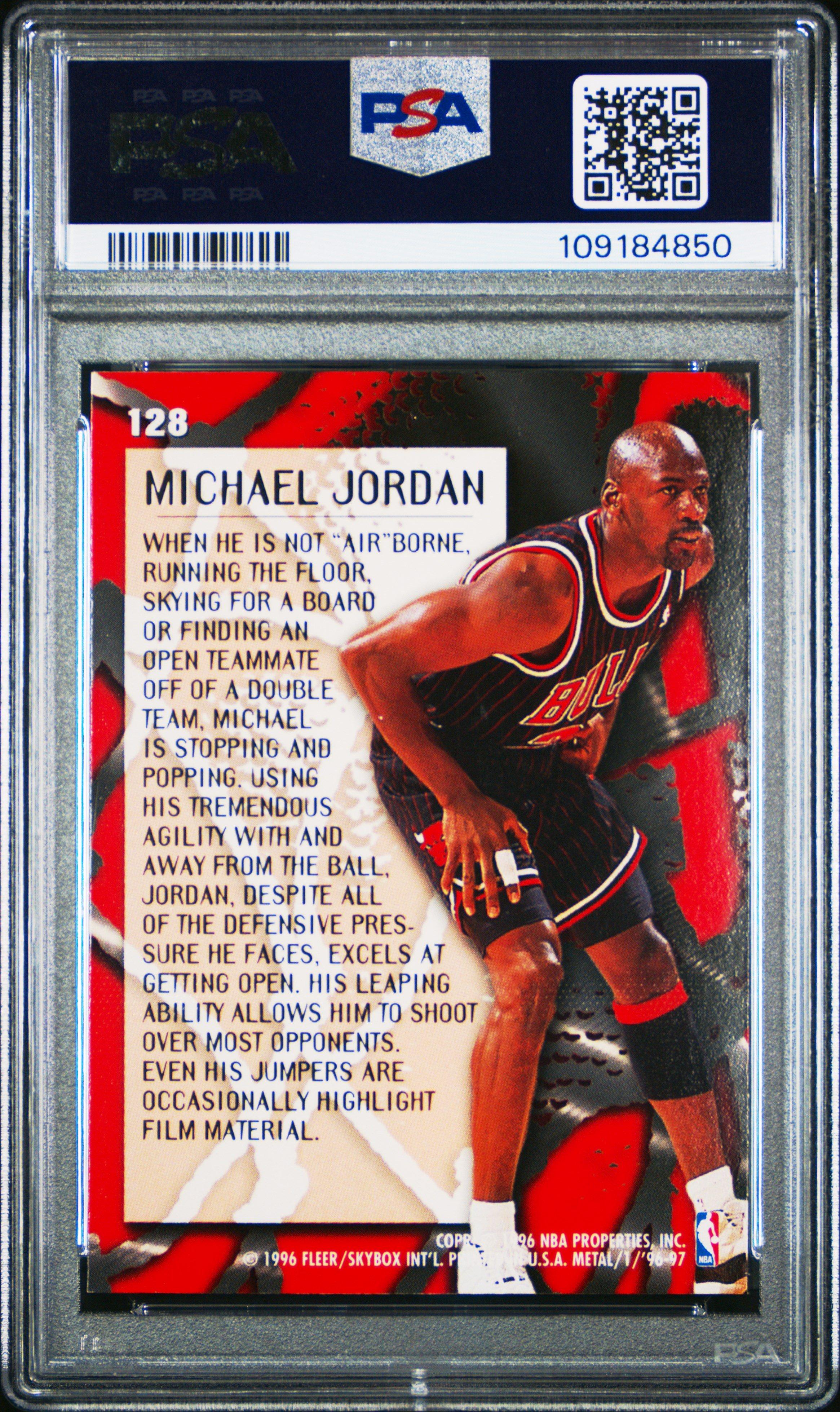 1996 Metal 128 Michael Jordan PSA 8