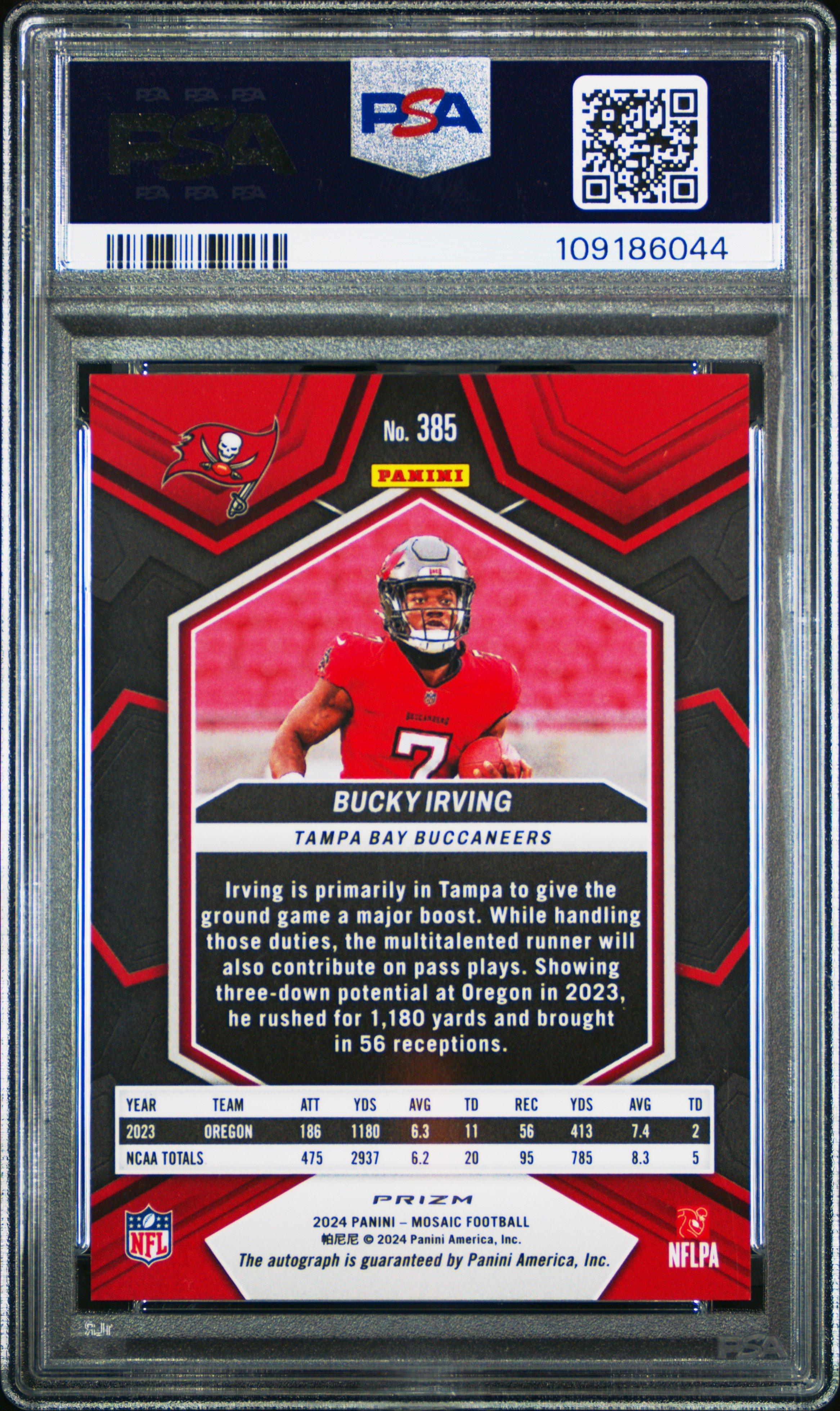2024 Panini Mosaic 385 Bucky Irving Autograph PSA 9