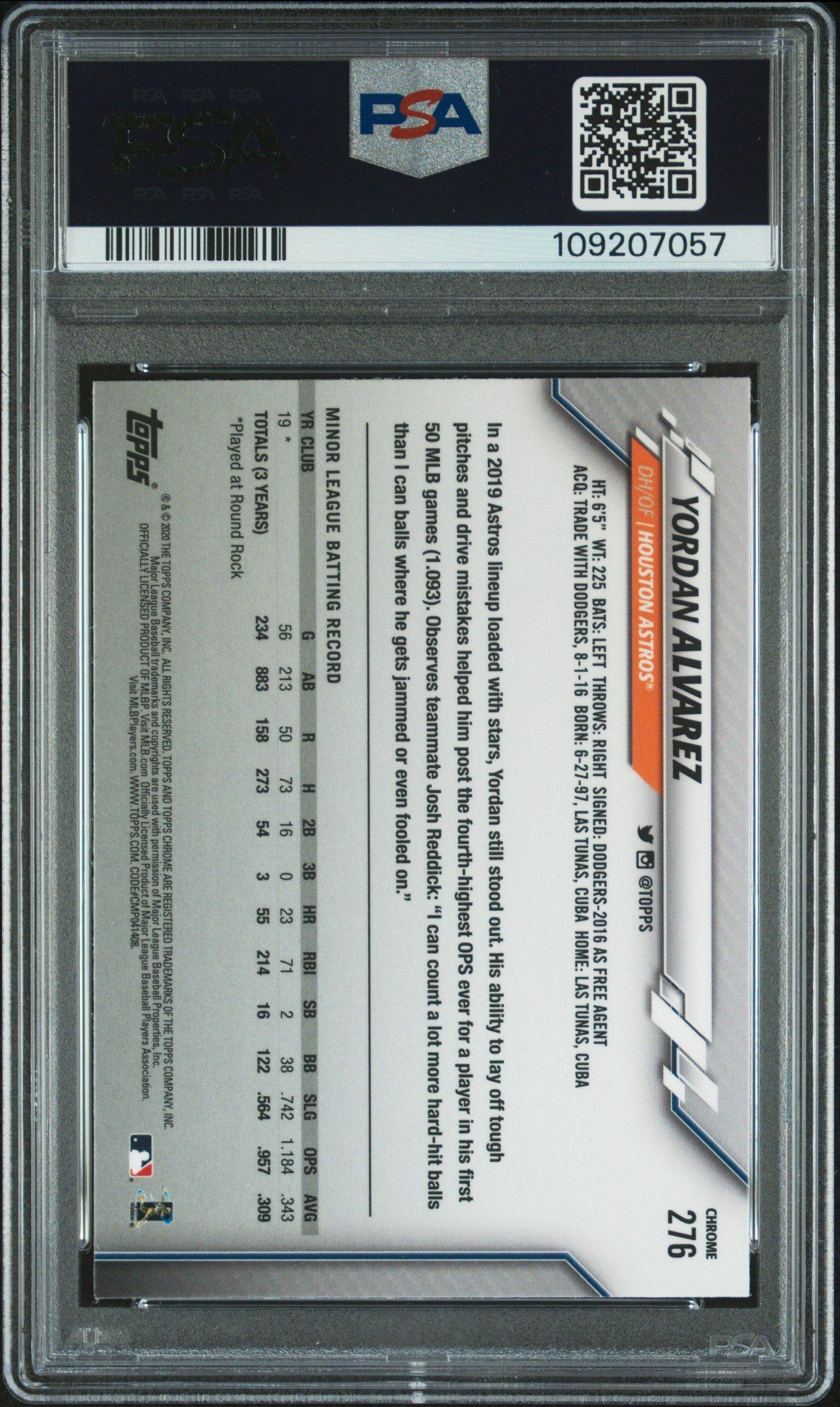 2020 Topps Chrome Sapphire Edition 276 Yordan Alvarez PSA 10