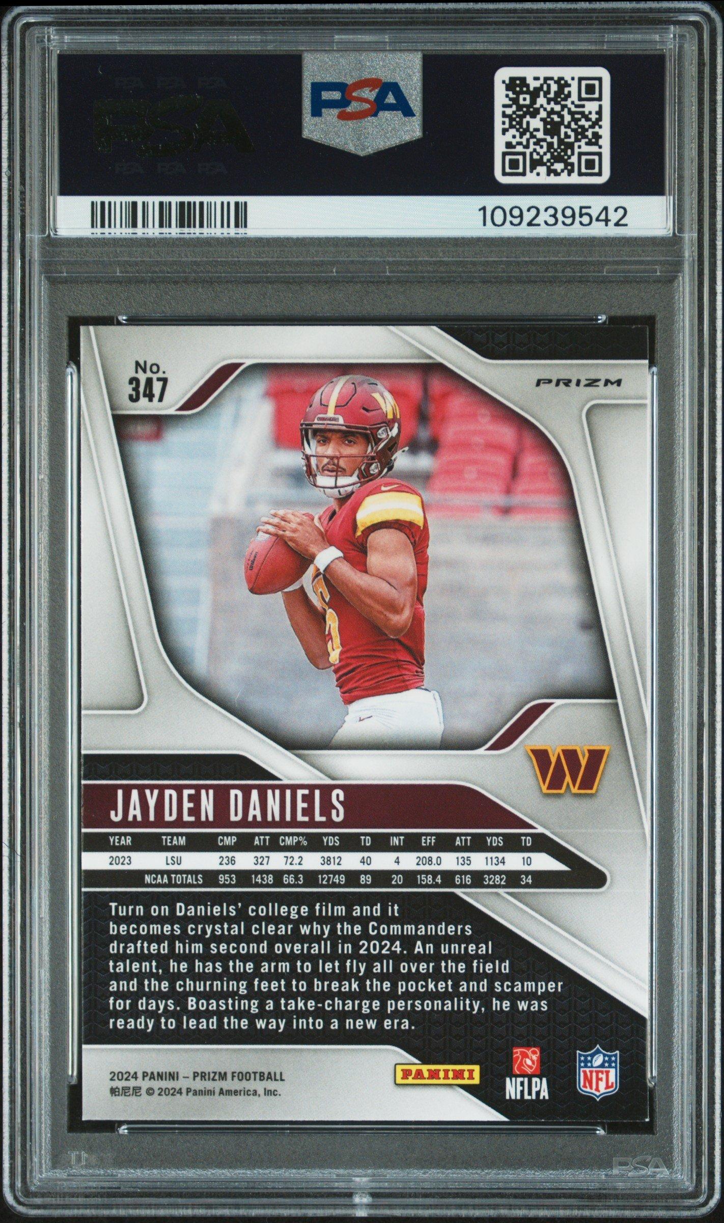 2024 Panini Prizm 347 Jayden Daniels Silver Prizm PSA 10 Graded