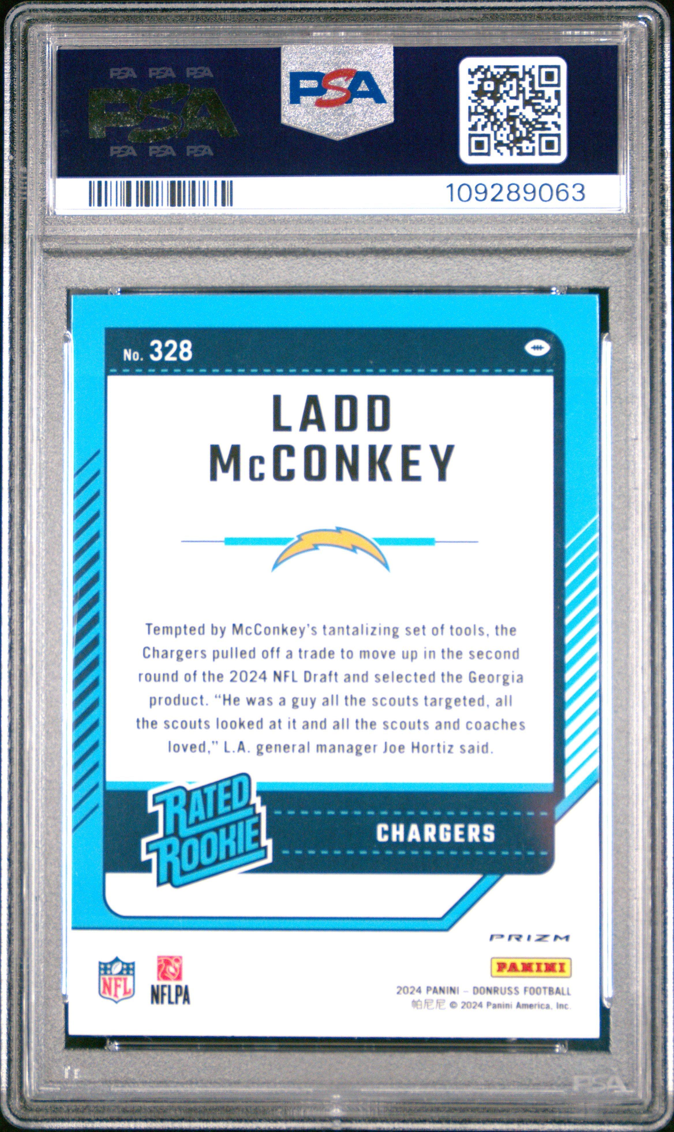 2024 Panini Donruss 328 Ladd Mcconkey Optic Preview-pink PSA 10