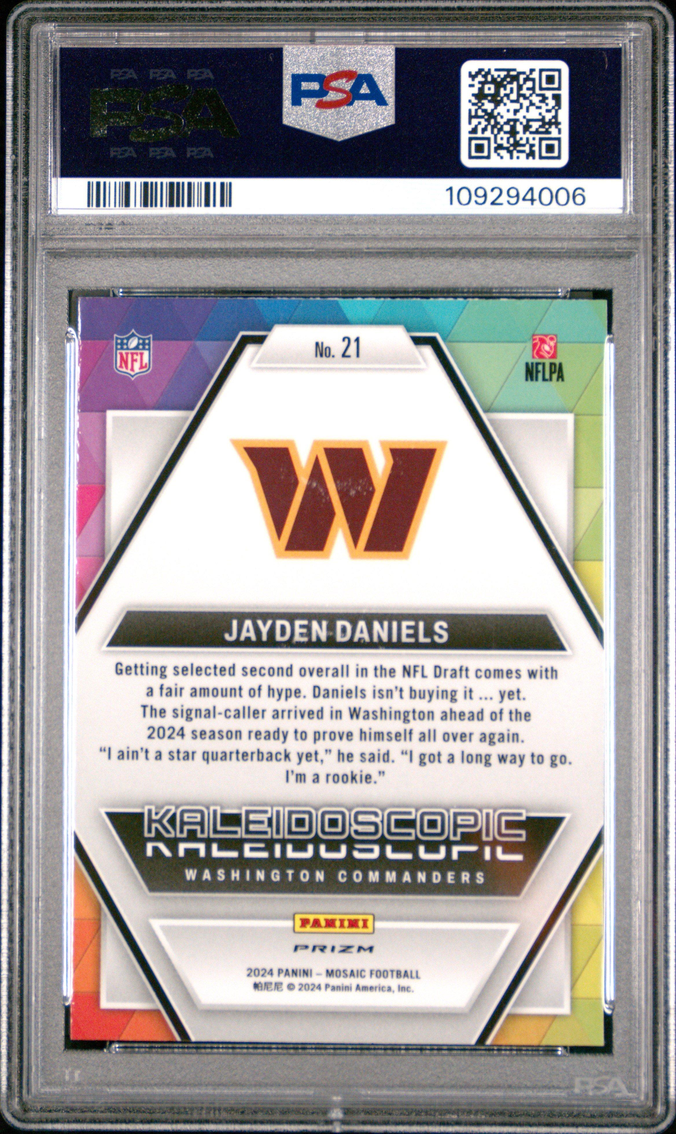 2024 Panini Mosaic Kaleidoscopic 21 Jayden Daniels PSA 10