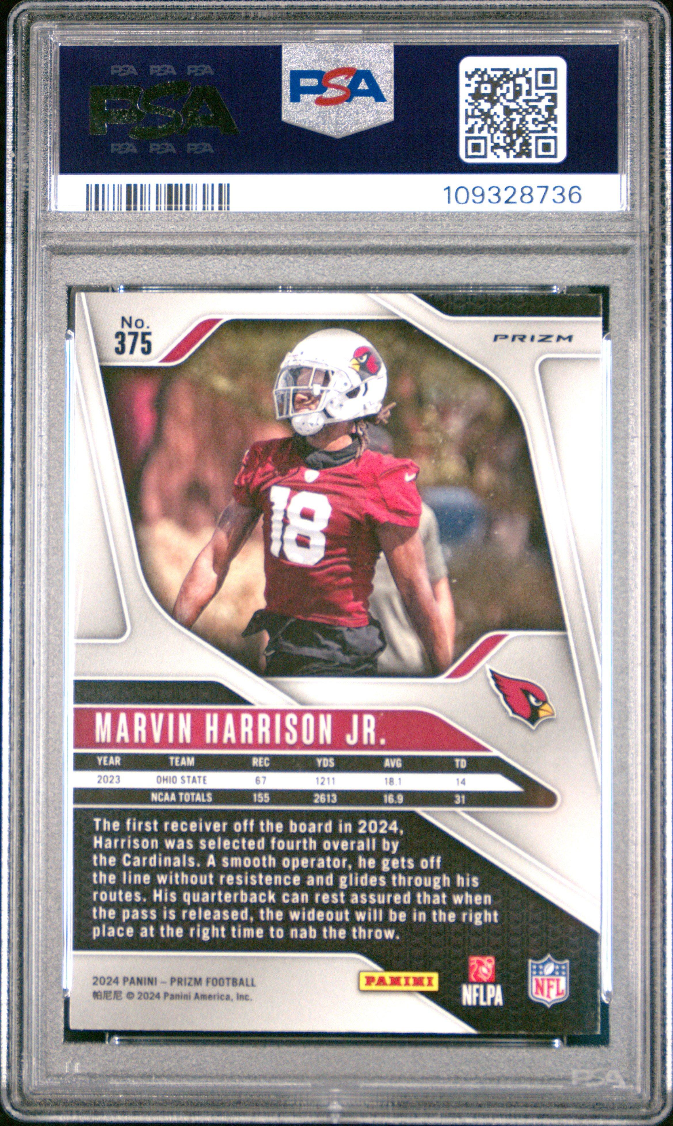 2024 Panini Prizm 375 Marvin Harrison Jr. Green Wave PSA 10