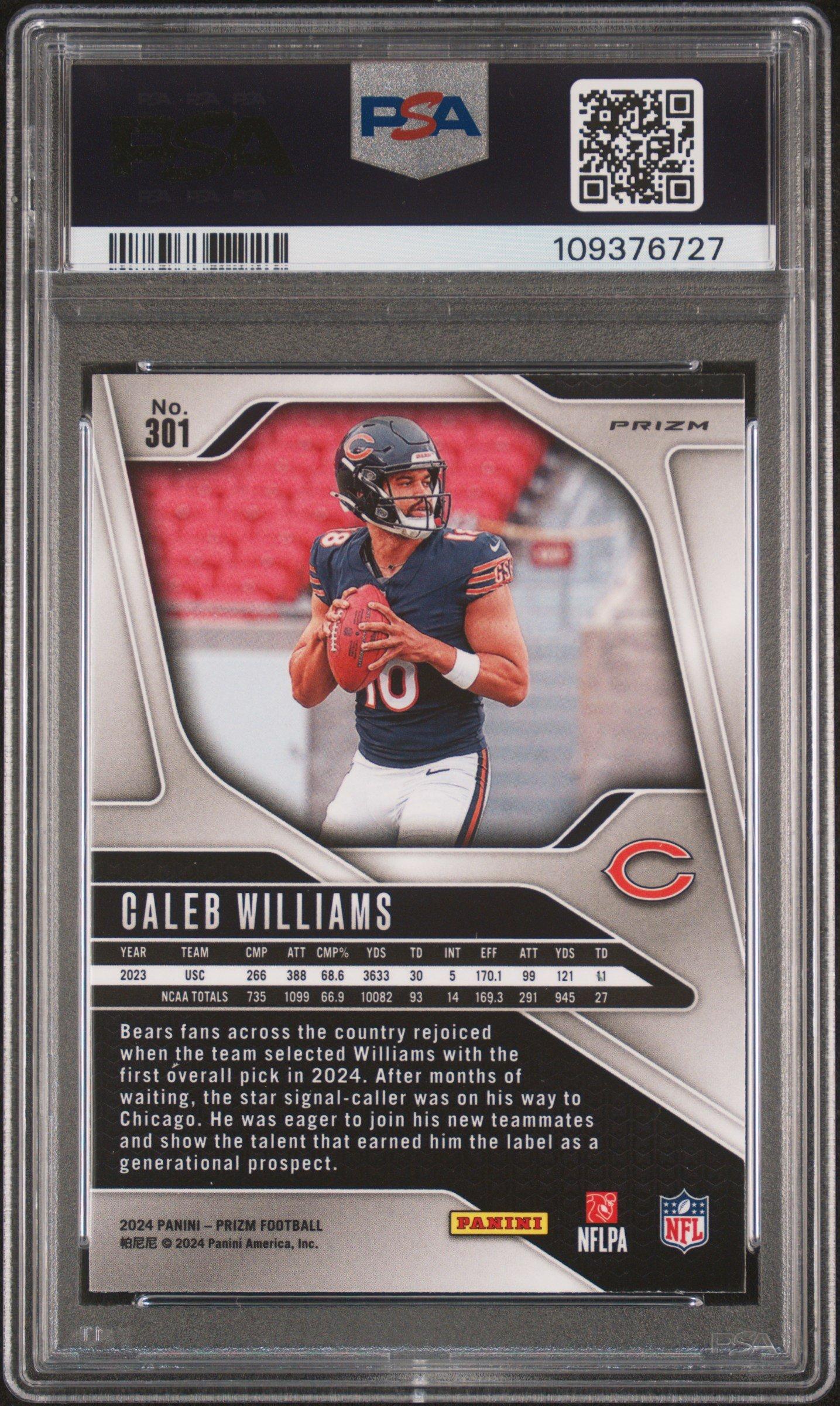 2024 Panini Prizm 301 Caleb Williams Green Wave PSA