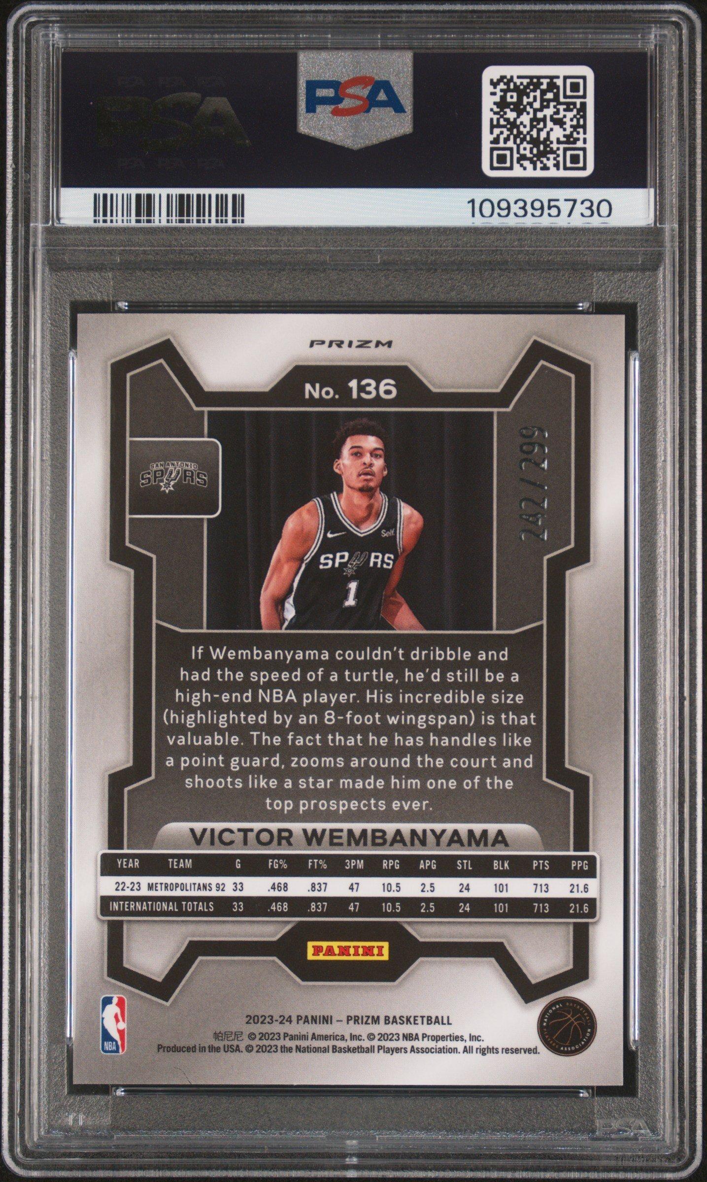 2023 Panini Prizm 136 Victor Wembanyama Red Seismic PSA 9 Graded 