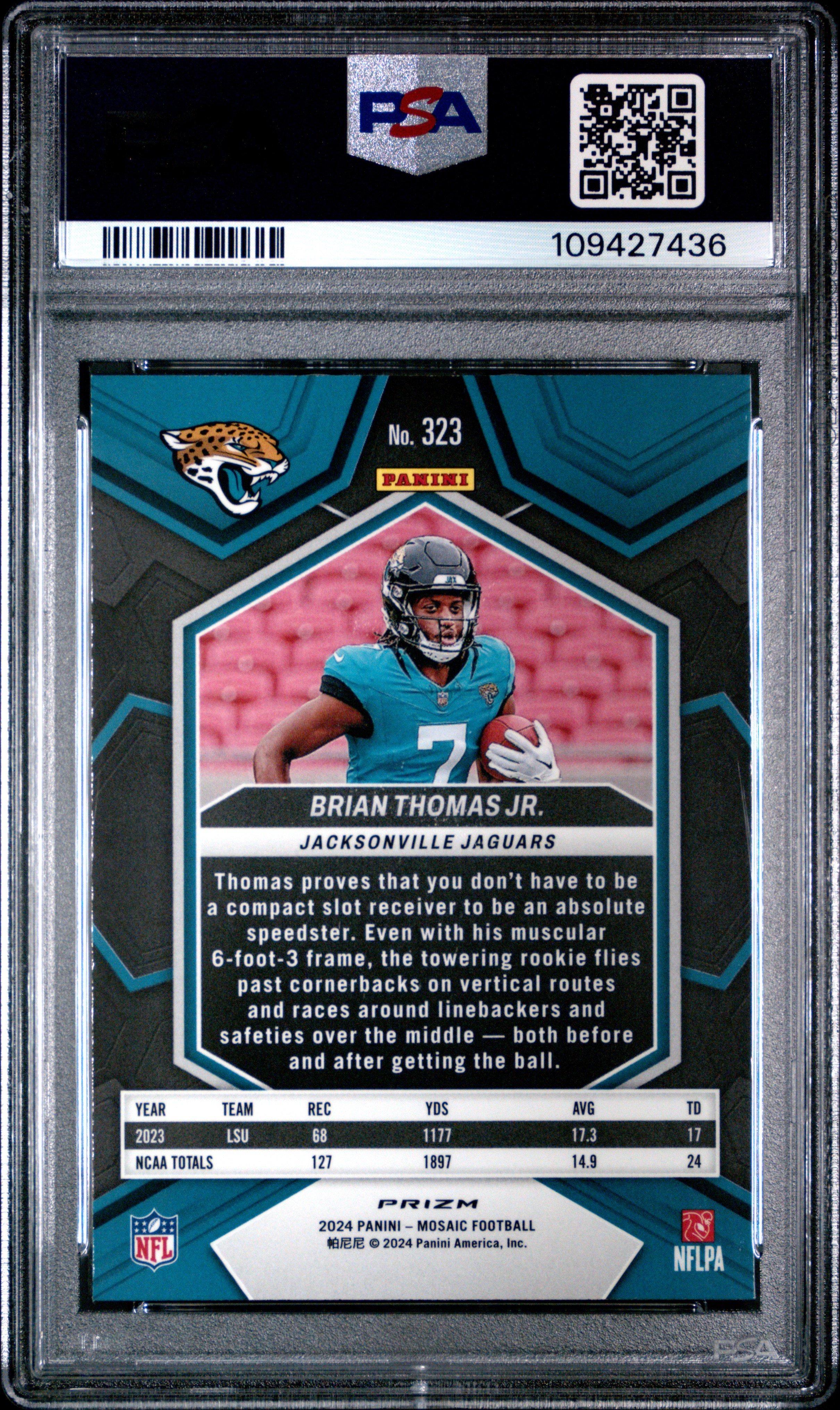 2024 Panini Mosaic 323 Brian Thomas Jr. Camo Red PSA 10