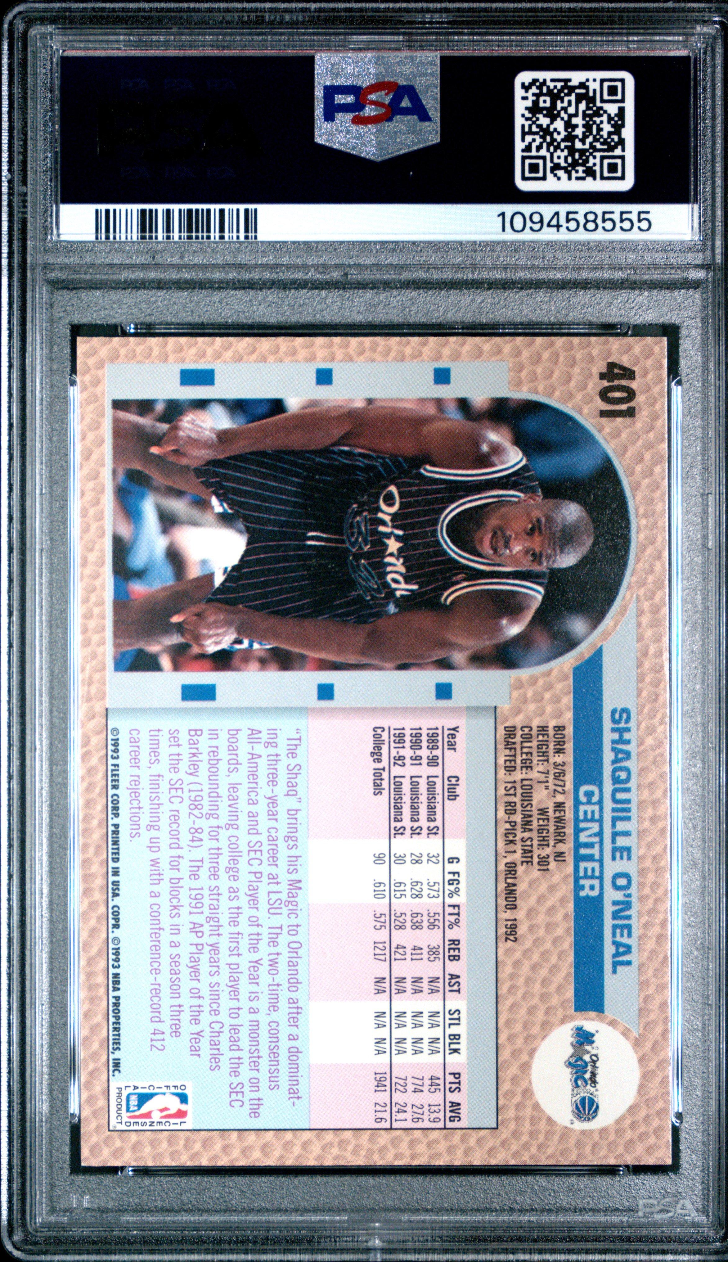 1992 Fleer 401 Shaquille O'neal PSA