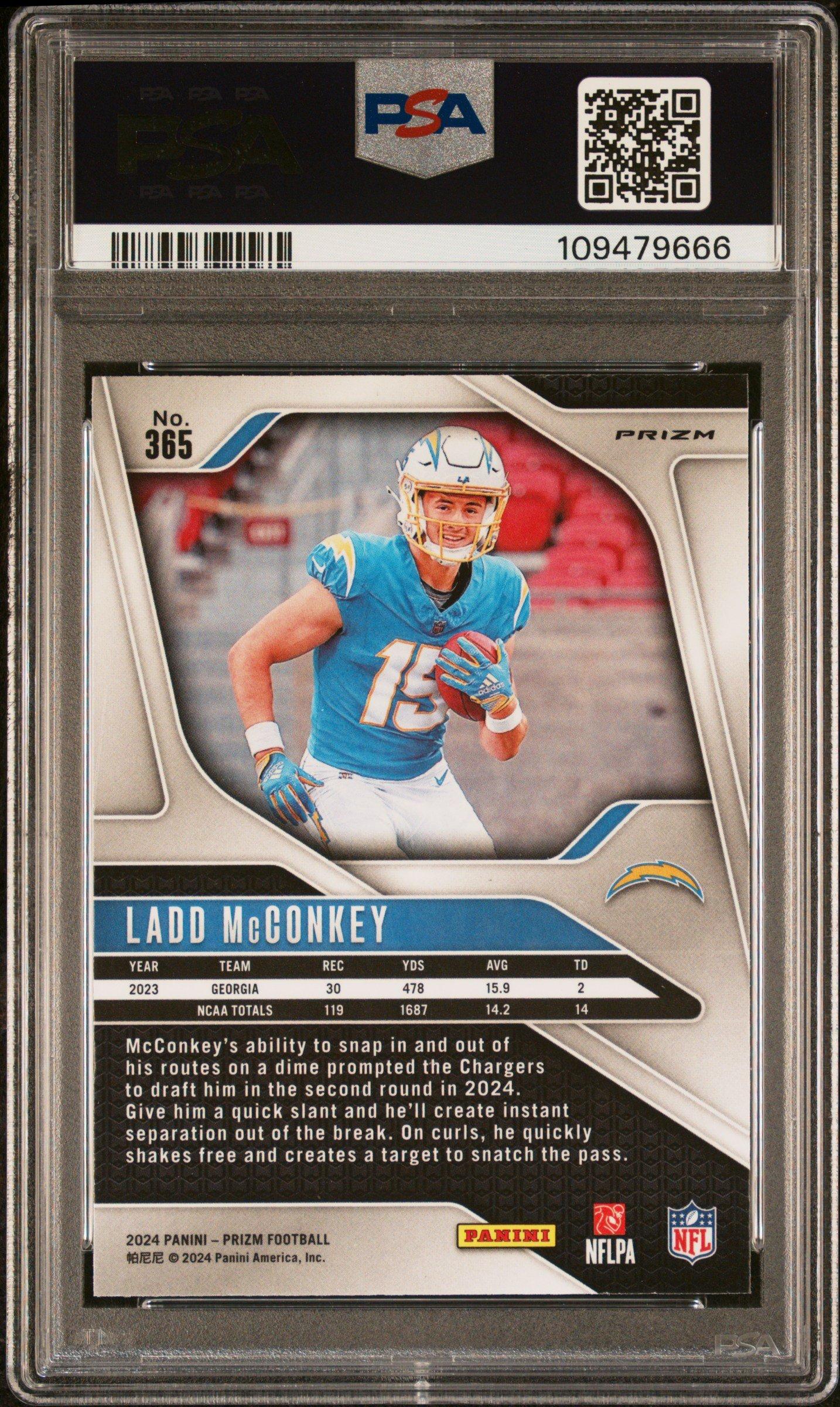 2024 Panini Prizm 365 Ladd Mcconkey Neon Green Pulsar PSA 10