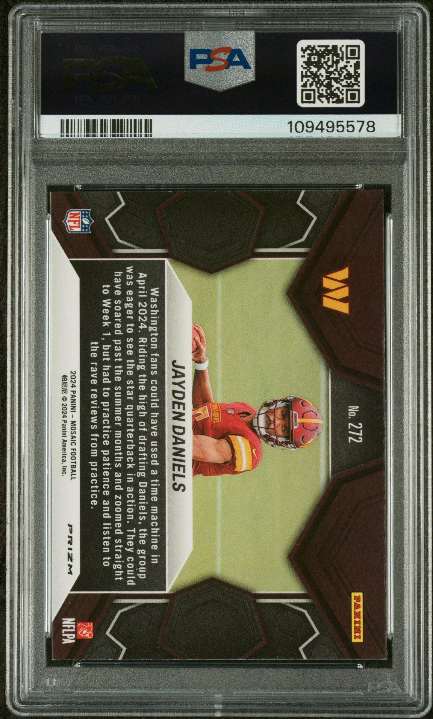 2024 Panini Mosaic 272 Jayden Daniels Reactive Blue PSA 9
