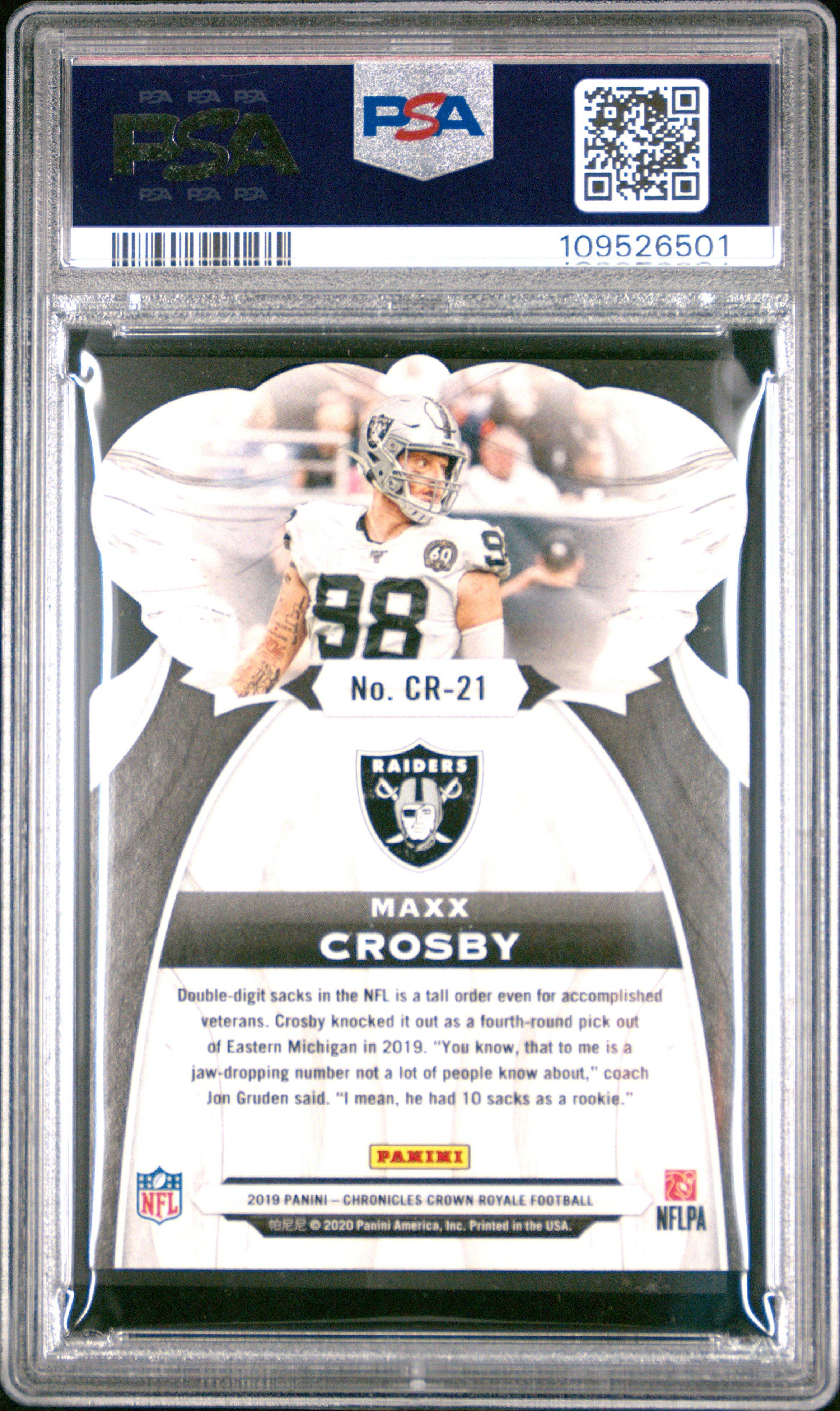 2019 Panini Chronicles Crown Royale Cr21 Maxx Crosby PSA 8