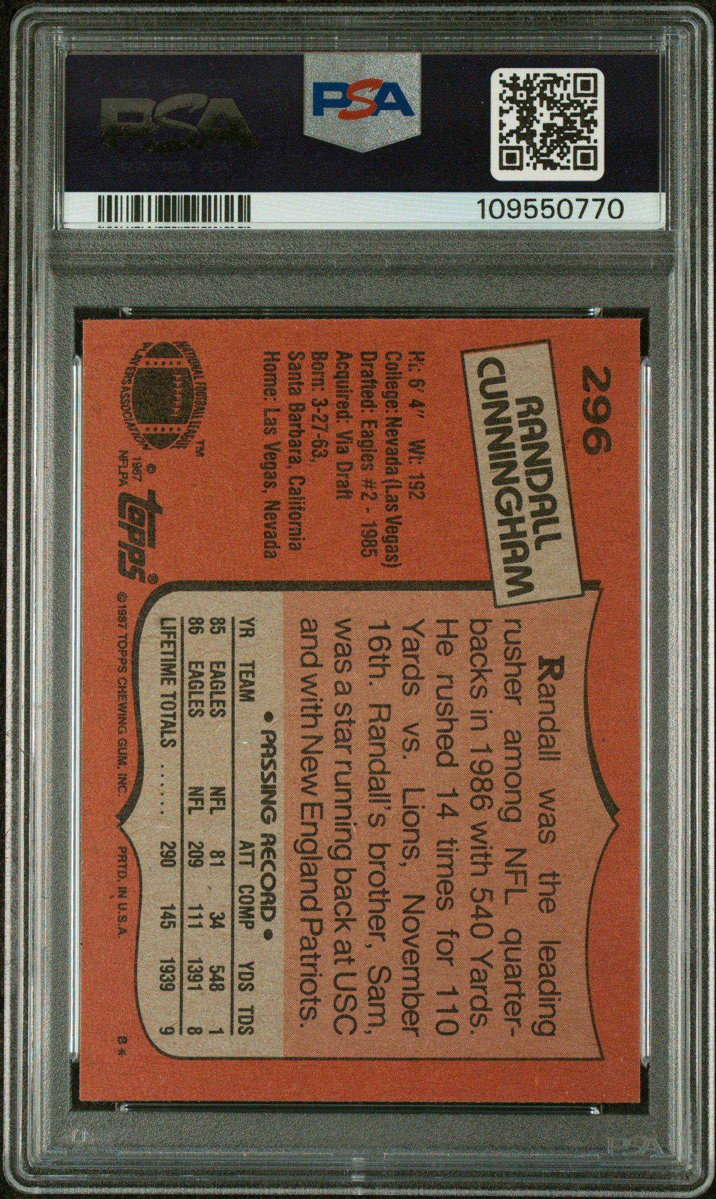 1987 Topps 296 Randall Cunningham PSA