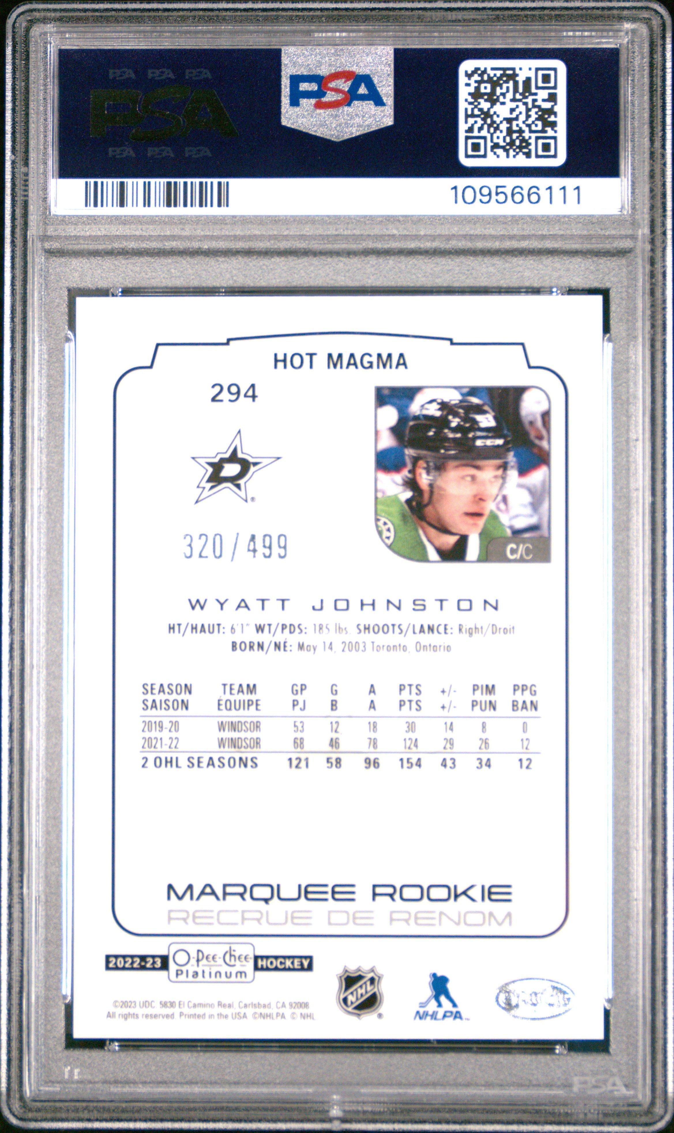 2022 O-pee-chee Platinum 294 Wyatt Johnston Hot Magma PSA 9
