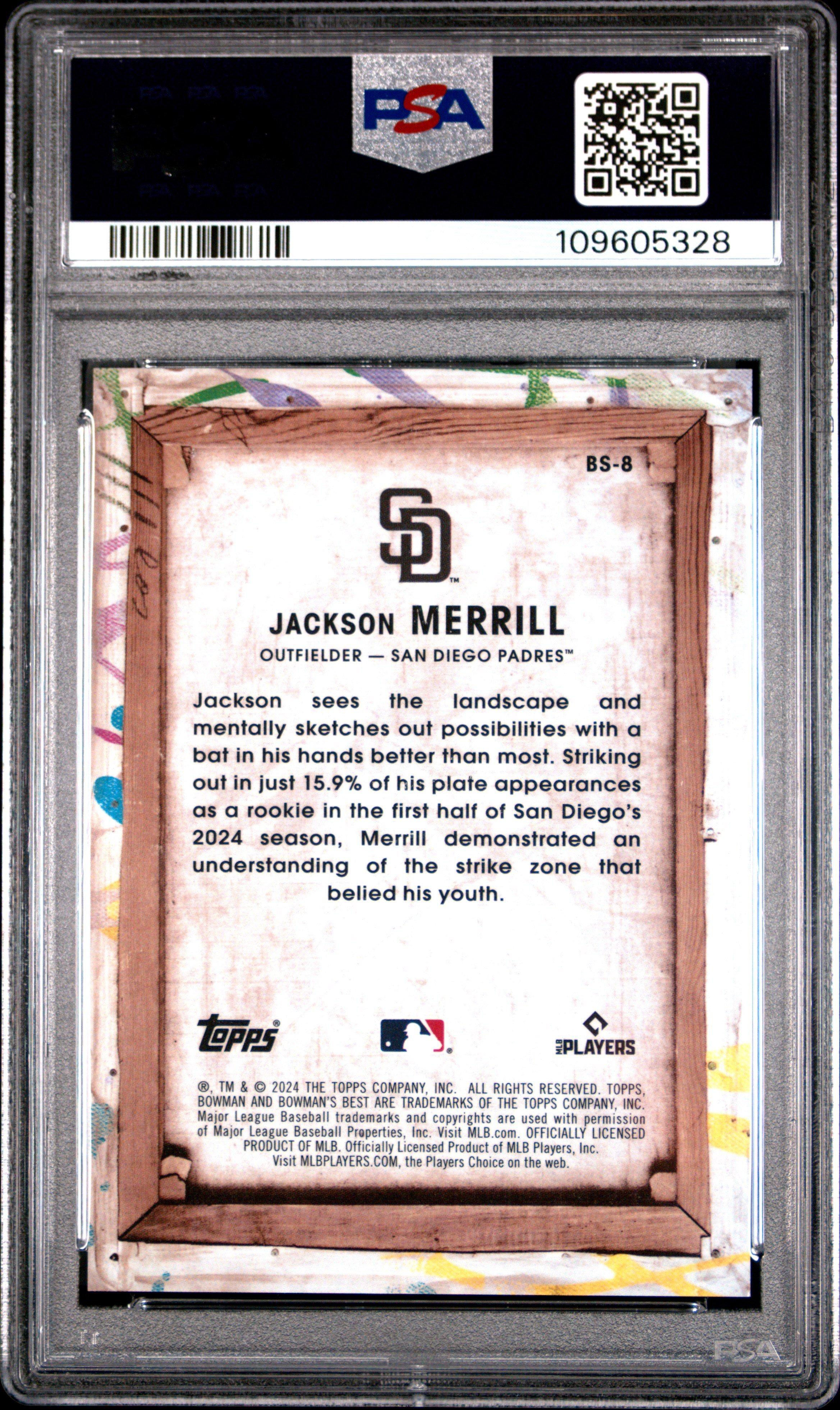 2024 Bowman's Best Bowman Showpieces Bs8 Jackson Merrill PSA 10