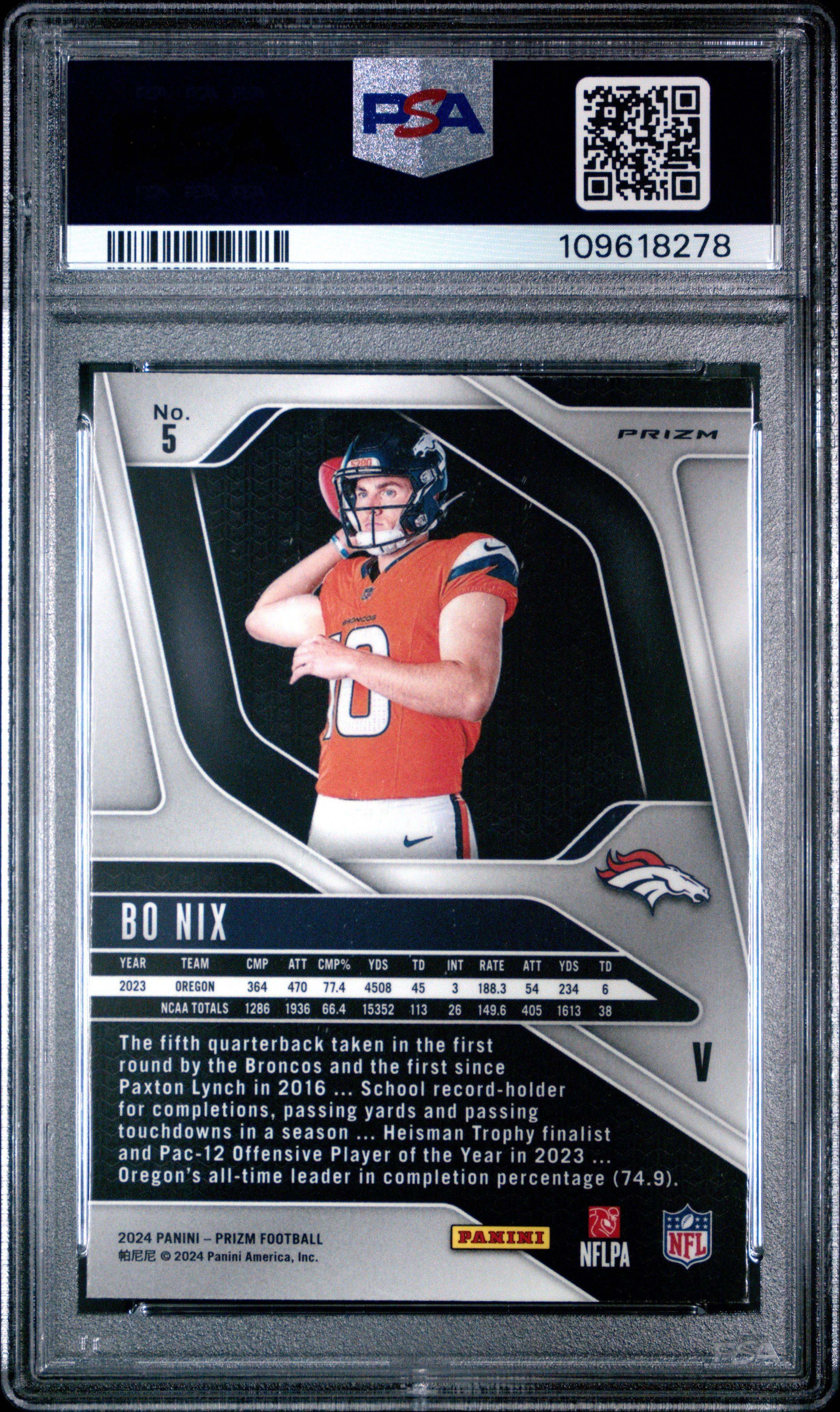 2024 Panini Prizm Rookie Variation 5 Bo Nix PSA