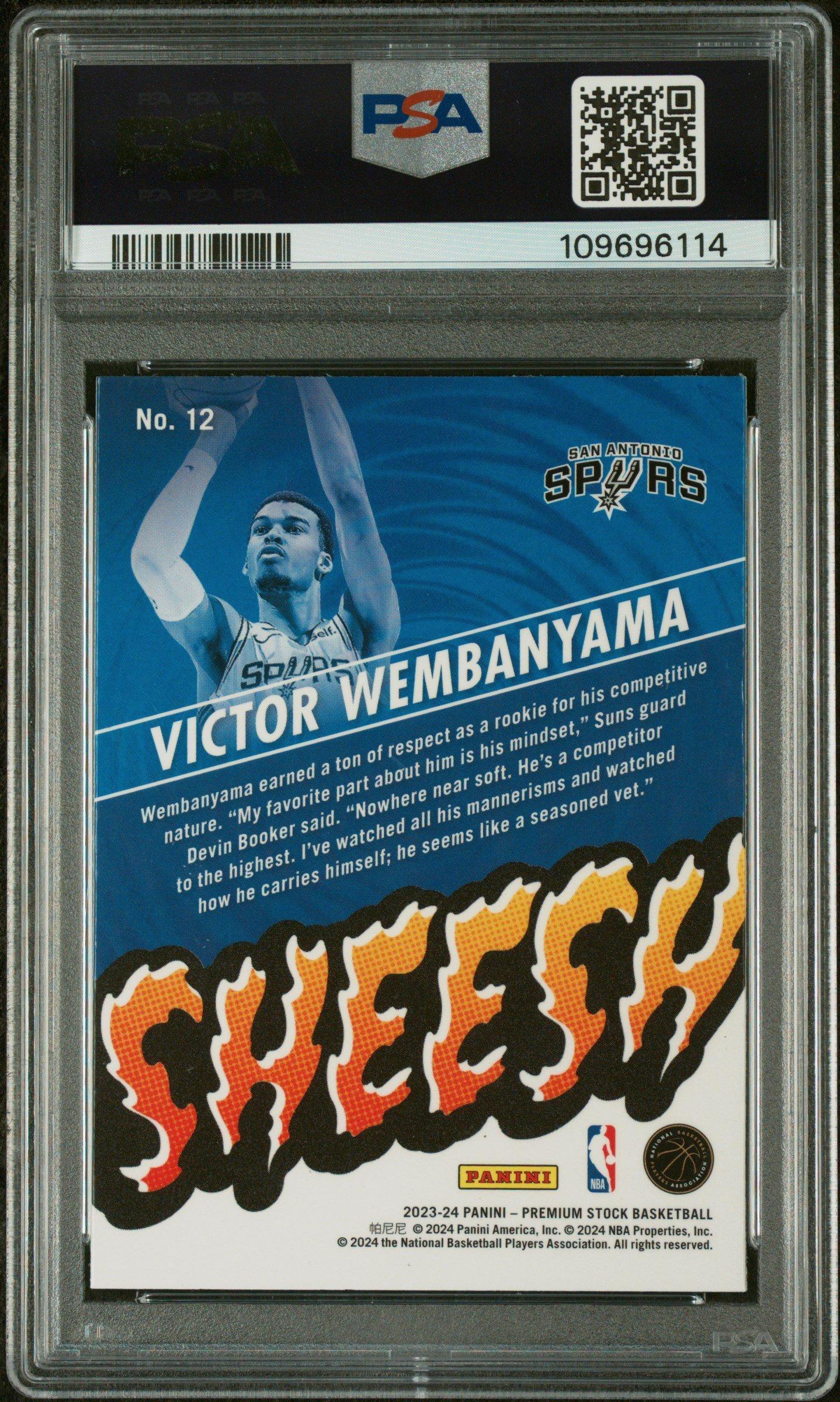 2023 Panini Hoops Premium Stock Sheesh 12 Victor Wembanyama PSA 10