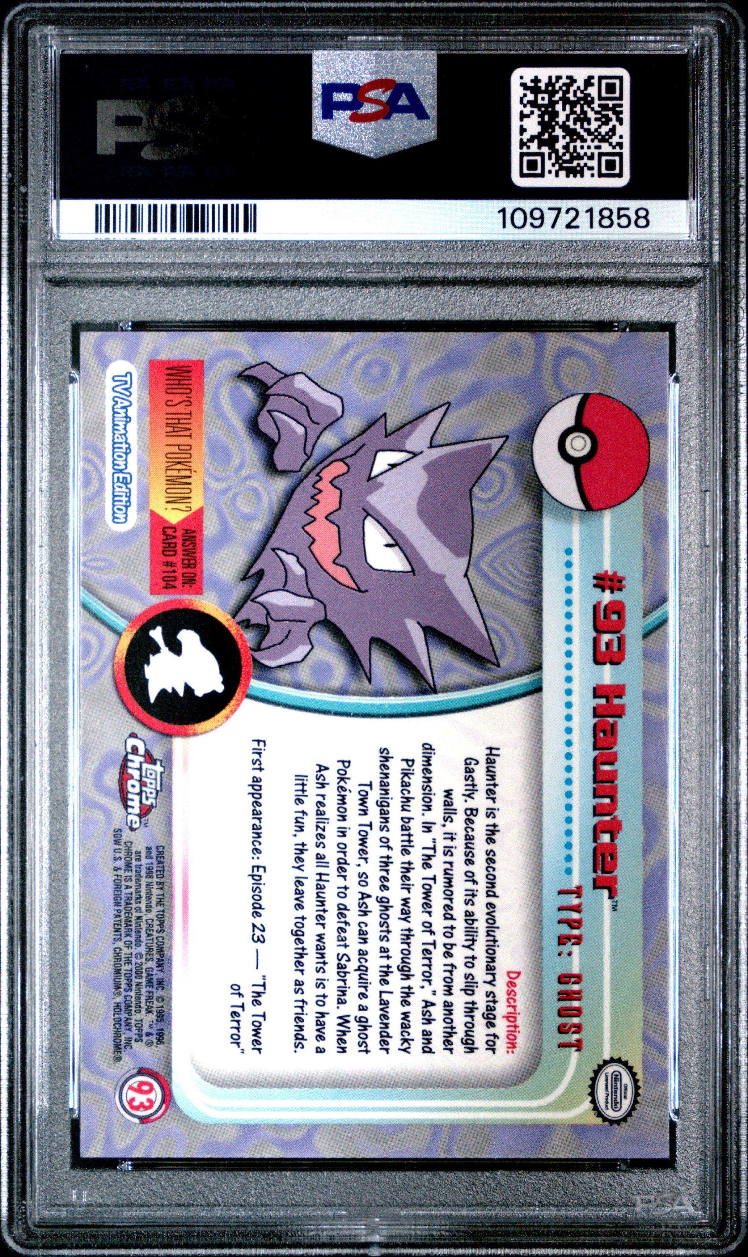 2000 Topps Chrome Pokemon T.v. 93 Haunter PSA