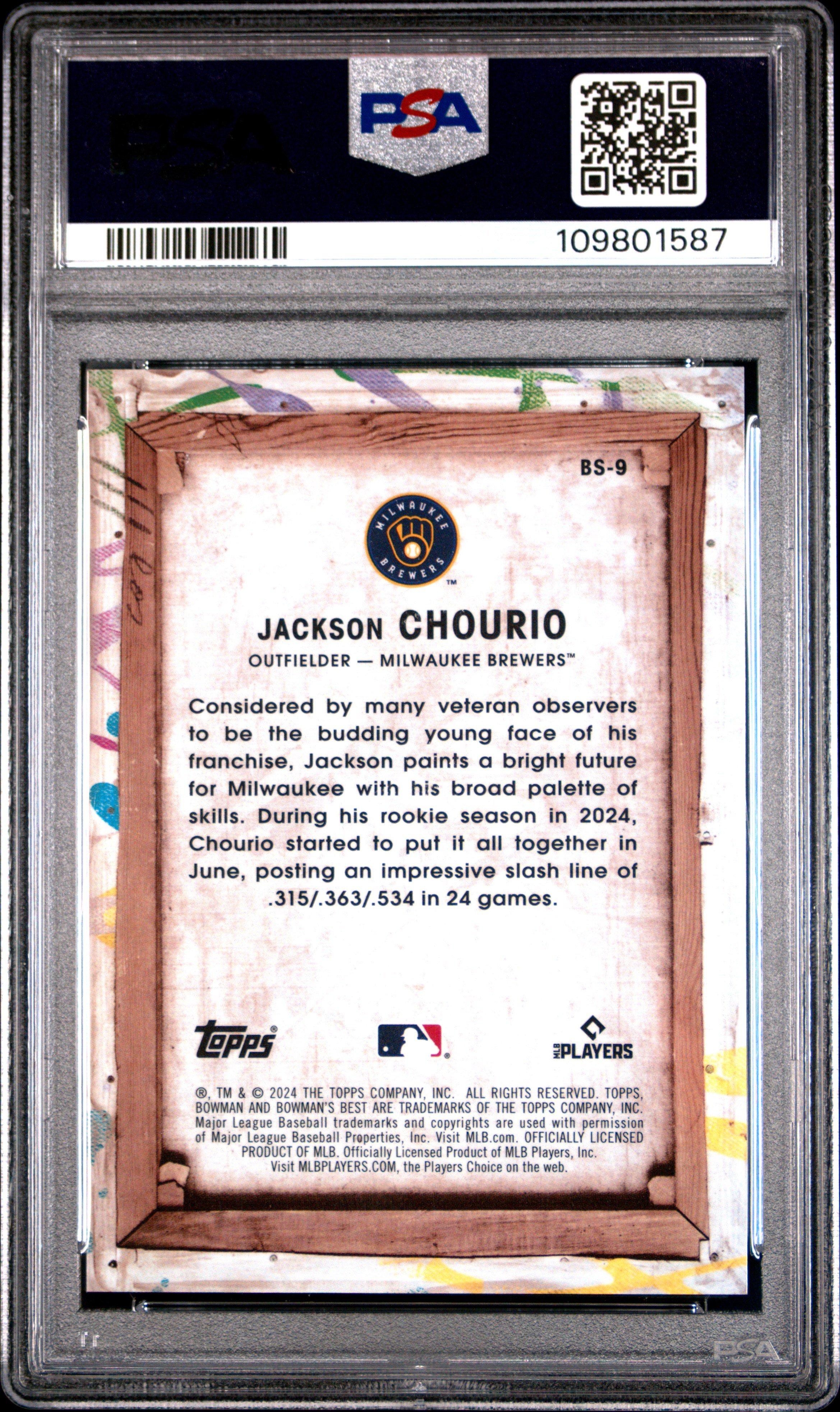 2024 Bowman's Best Bowman Showpieces Bs9 Jackson Chourio PSA 10