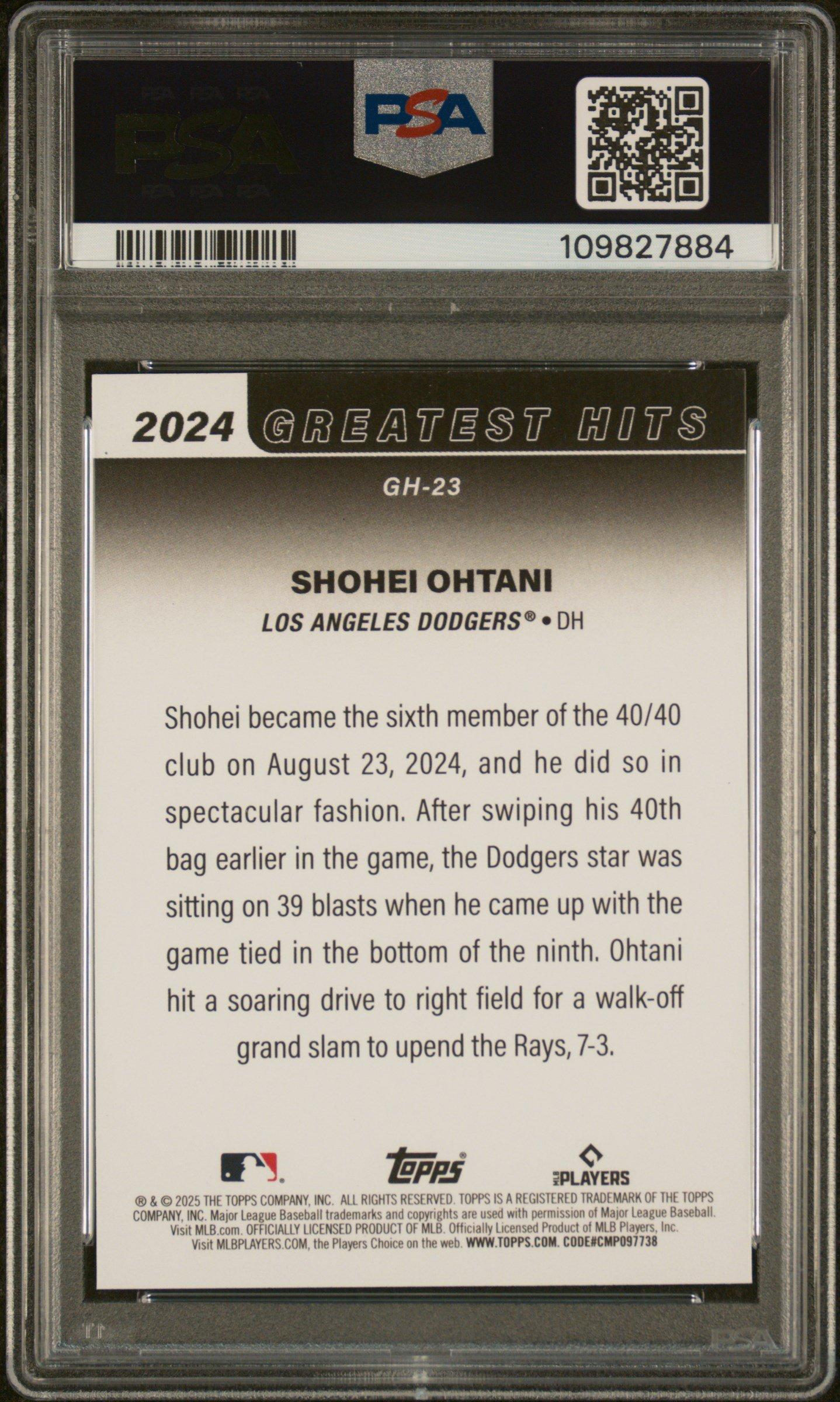 2025 Topps 2024 Greatest Hits Gh23 Shohei Ohtani PSA 9
