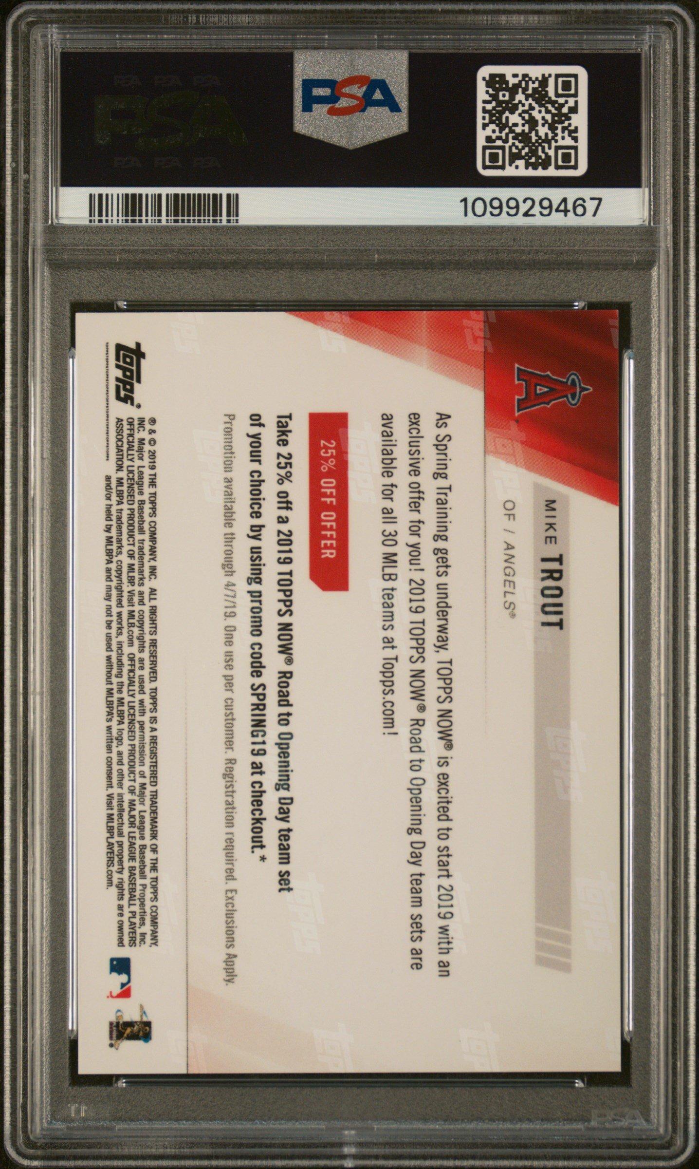 2019 Topps Now Road To Opening Day Promo Mike Trout PSA 10