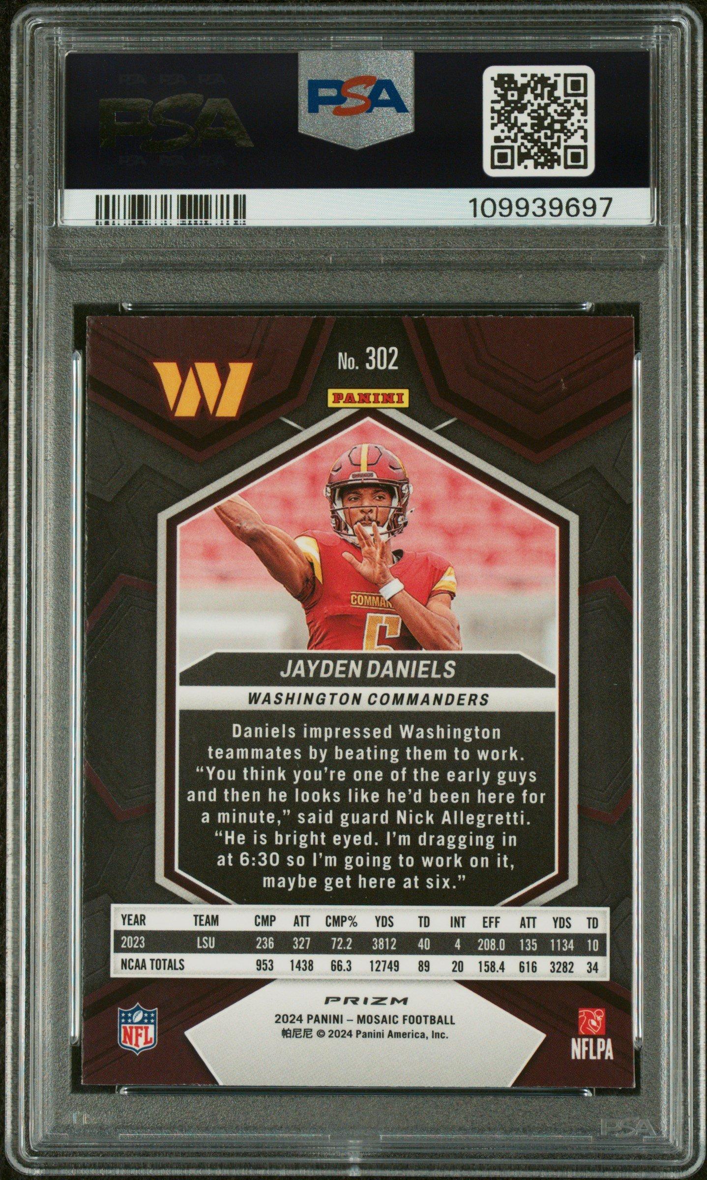 2024 Panini Mosaic 302 Jayden Daniels Camo Pink PSA 9