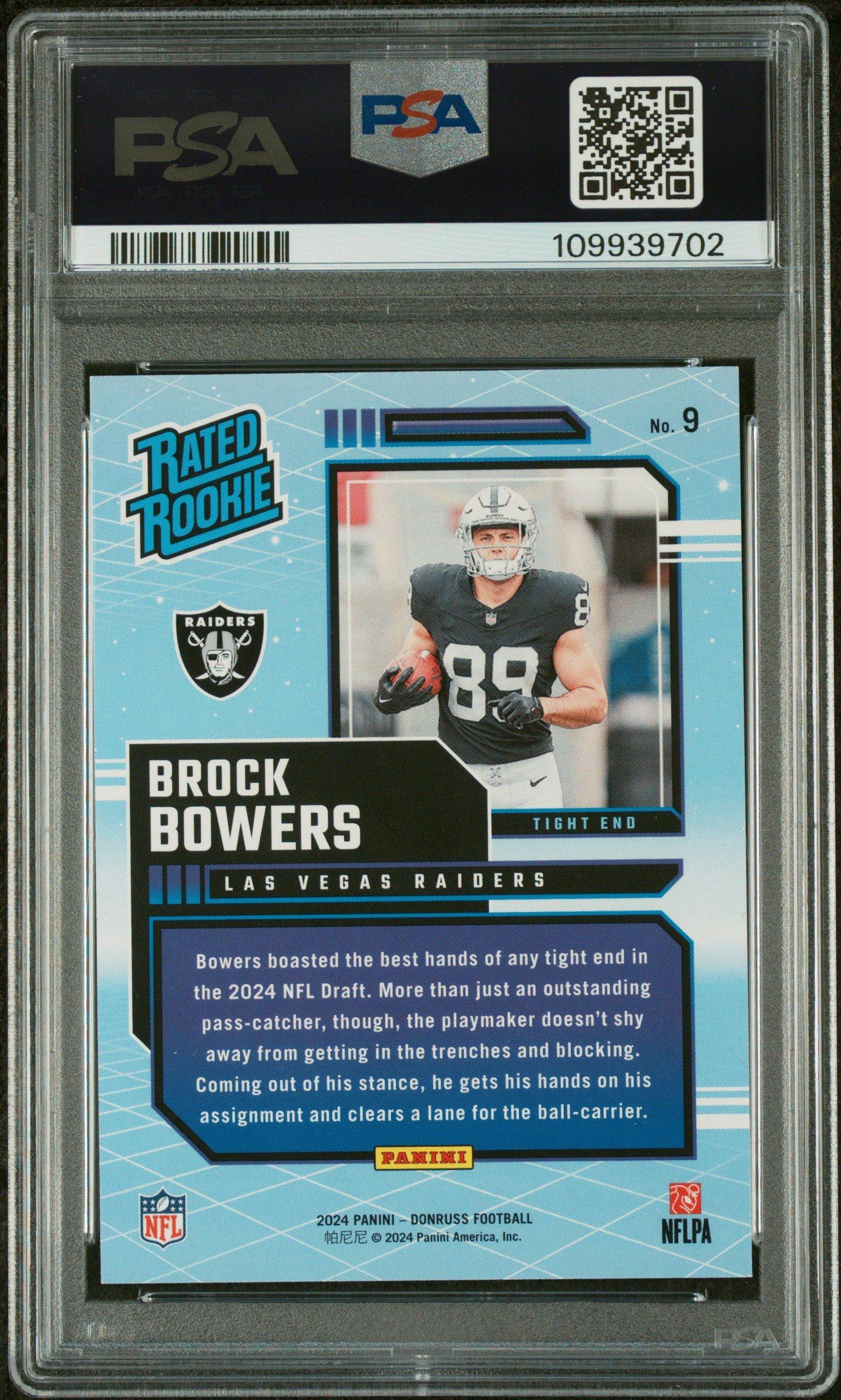2024 Panini Donruss Rated Rookies Retro 9 Brock Bowers PSA 10