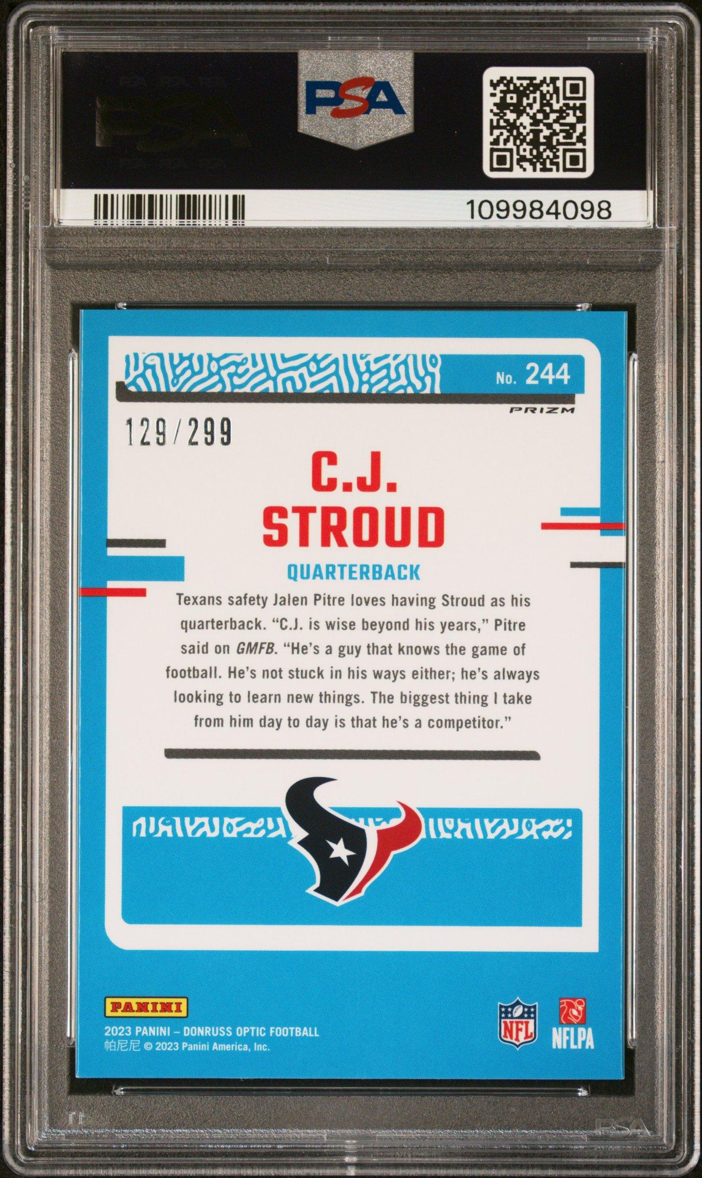 2023 Panini Donruss Optic 244 Cj Stroud Aqua PSA 9