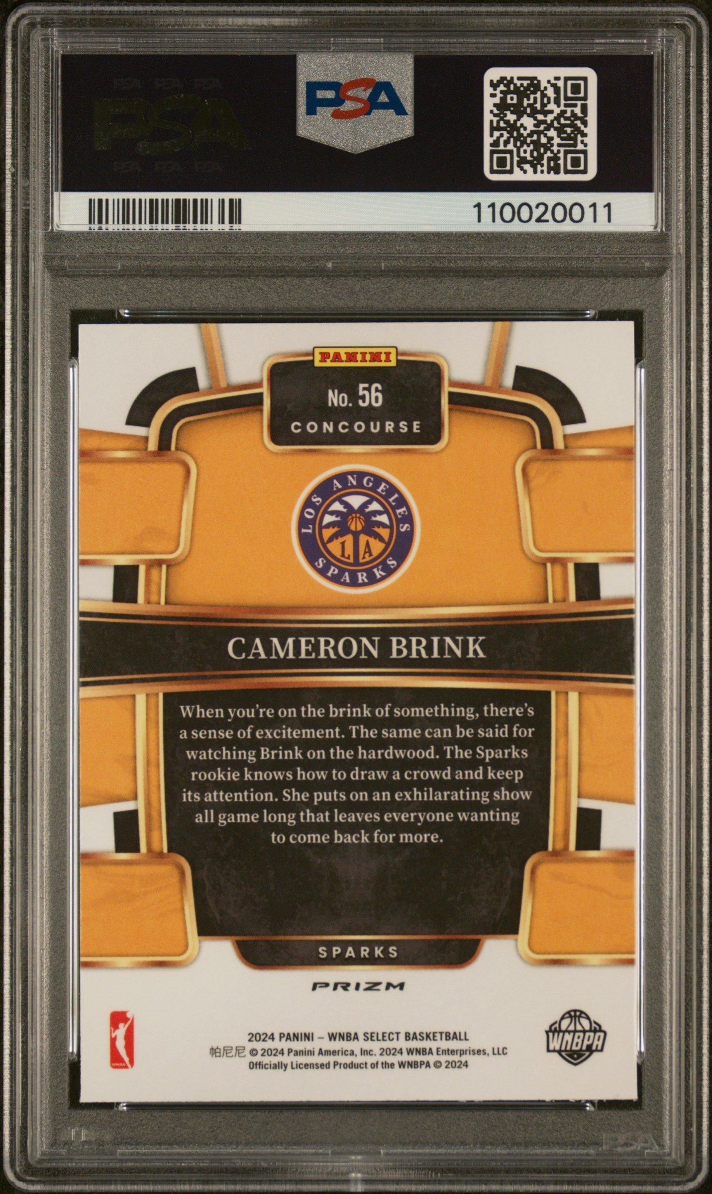 2024 Panini Select Wnba 56 Cameron Brink Silver Prizm PSA 10