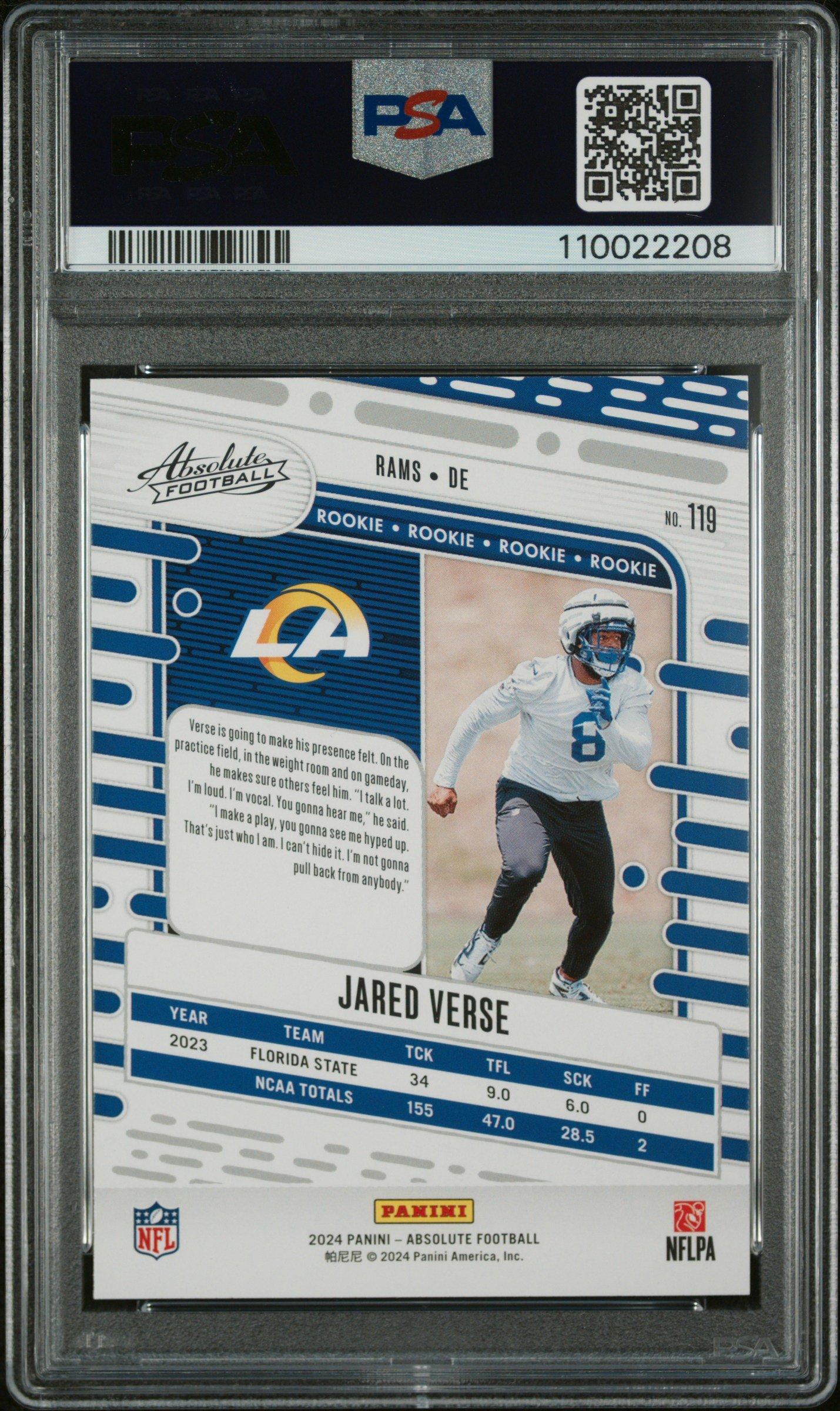 2024 Panini Absolute 119 Jared Verse PSA 10
