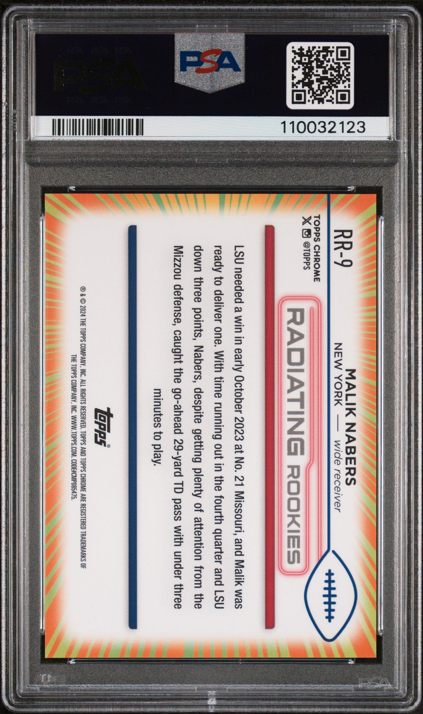2024 Topps Chrome Radiating Rookies Rr9 Malik Nabers PSA 10