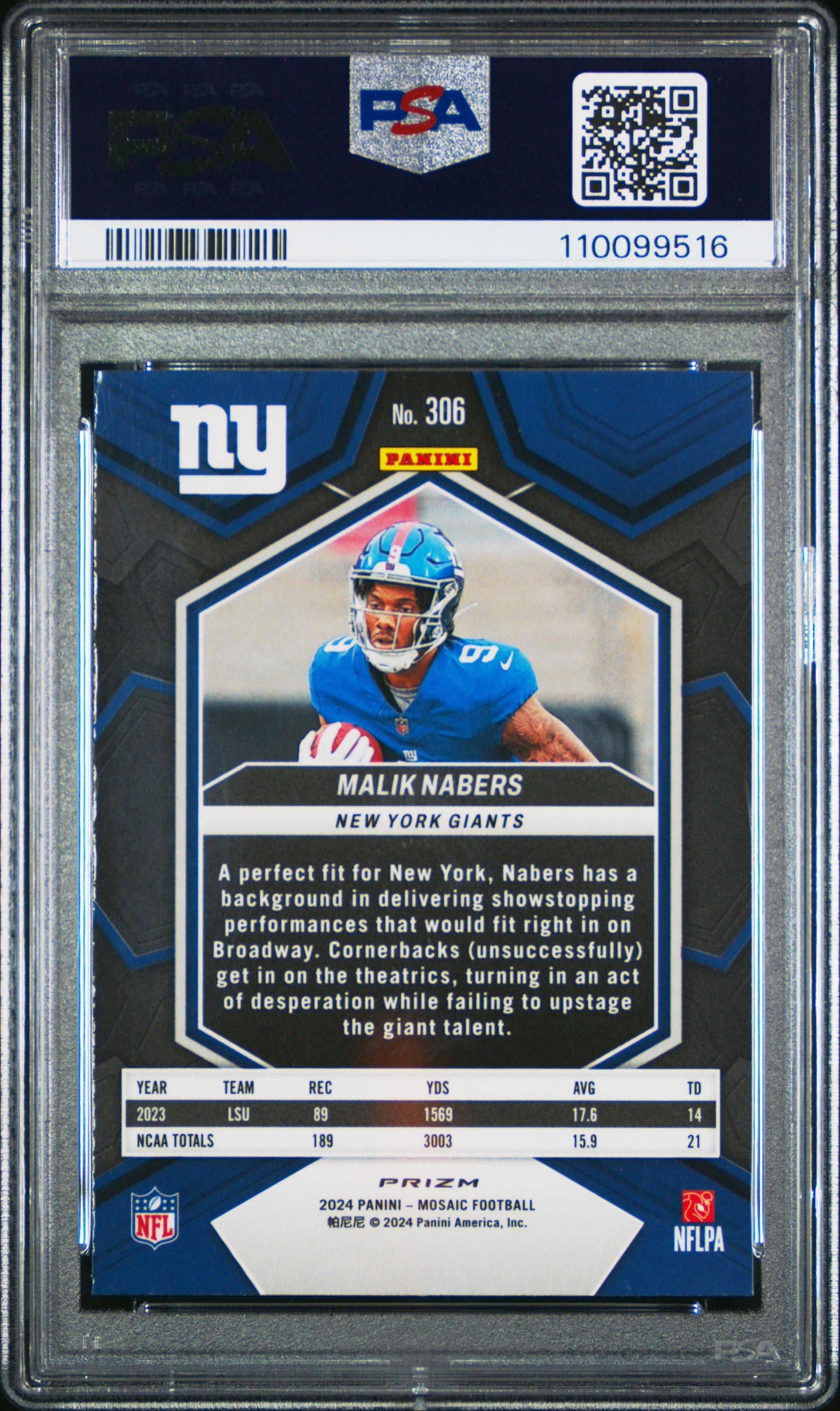 2024 Panini Mosaic 306 Malik Nabers Mosaic PSA 10