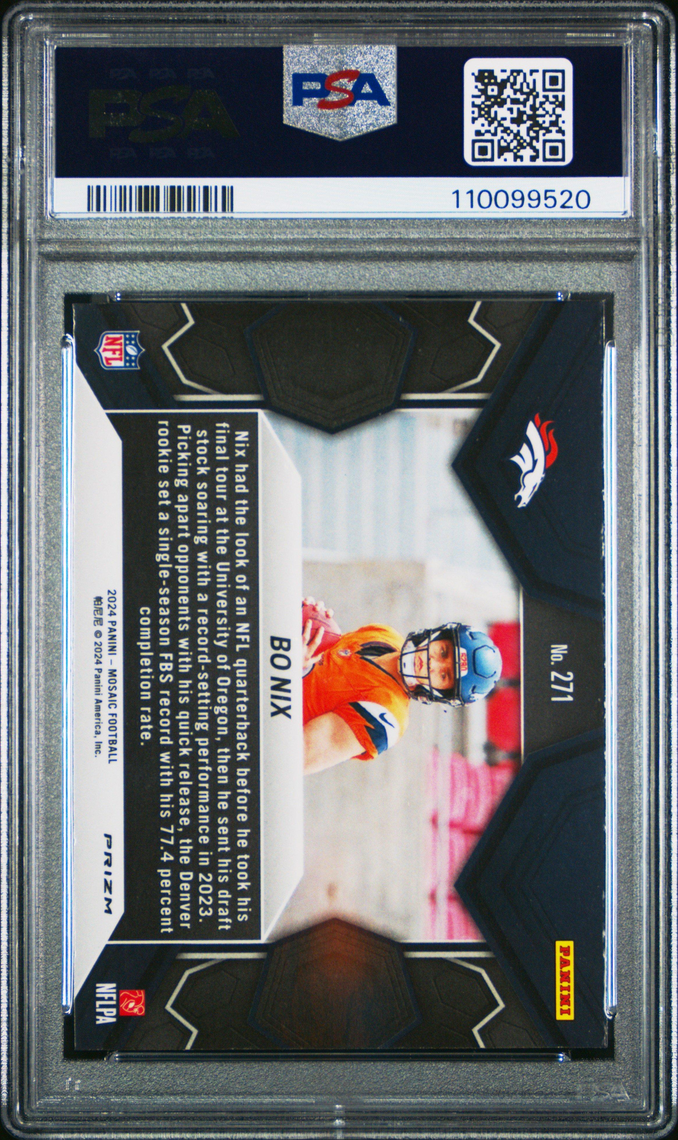 2024 Panini Mosaic 271 Bo Nix Camo Pink PSA 10