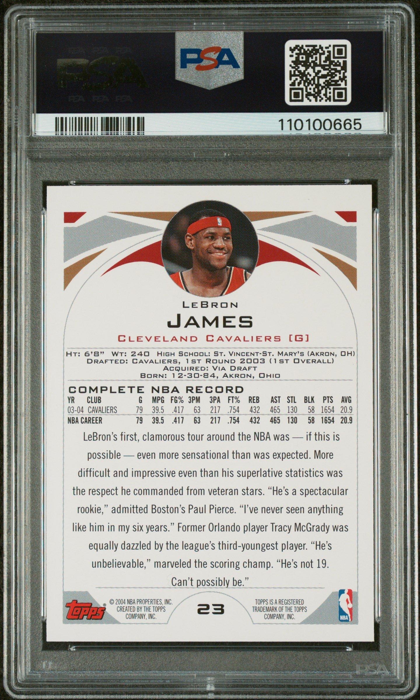 2004 Topps 23 Lebron James PSA 9