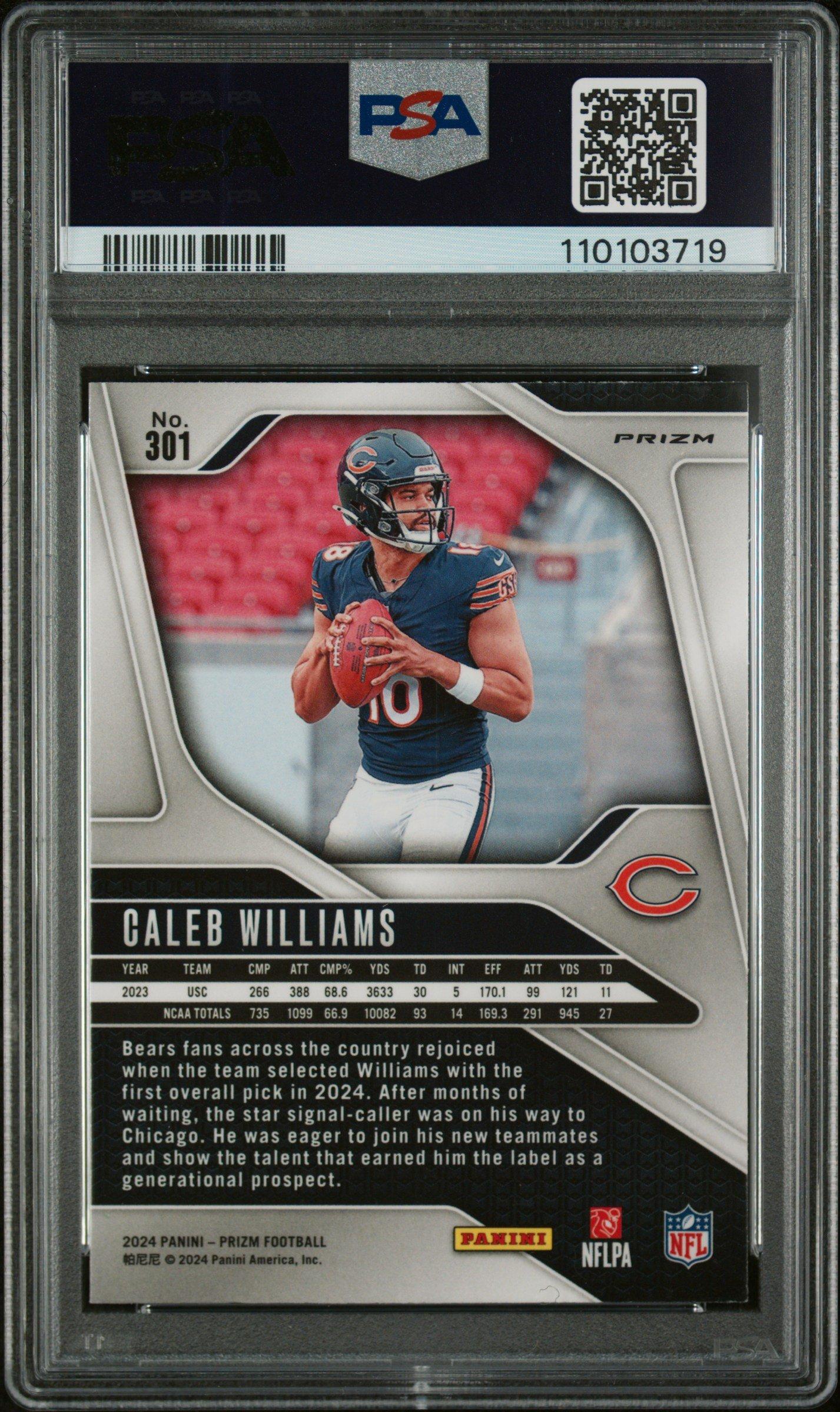 2024 Panini Prizm 301 Caleb Williams Neon Green Pulsar PSA 10