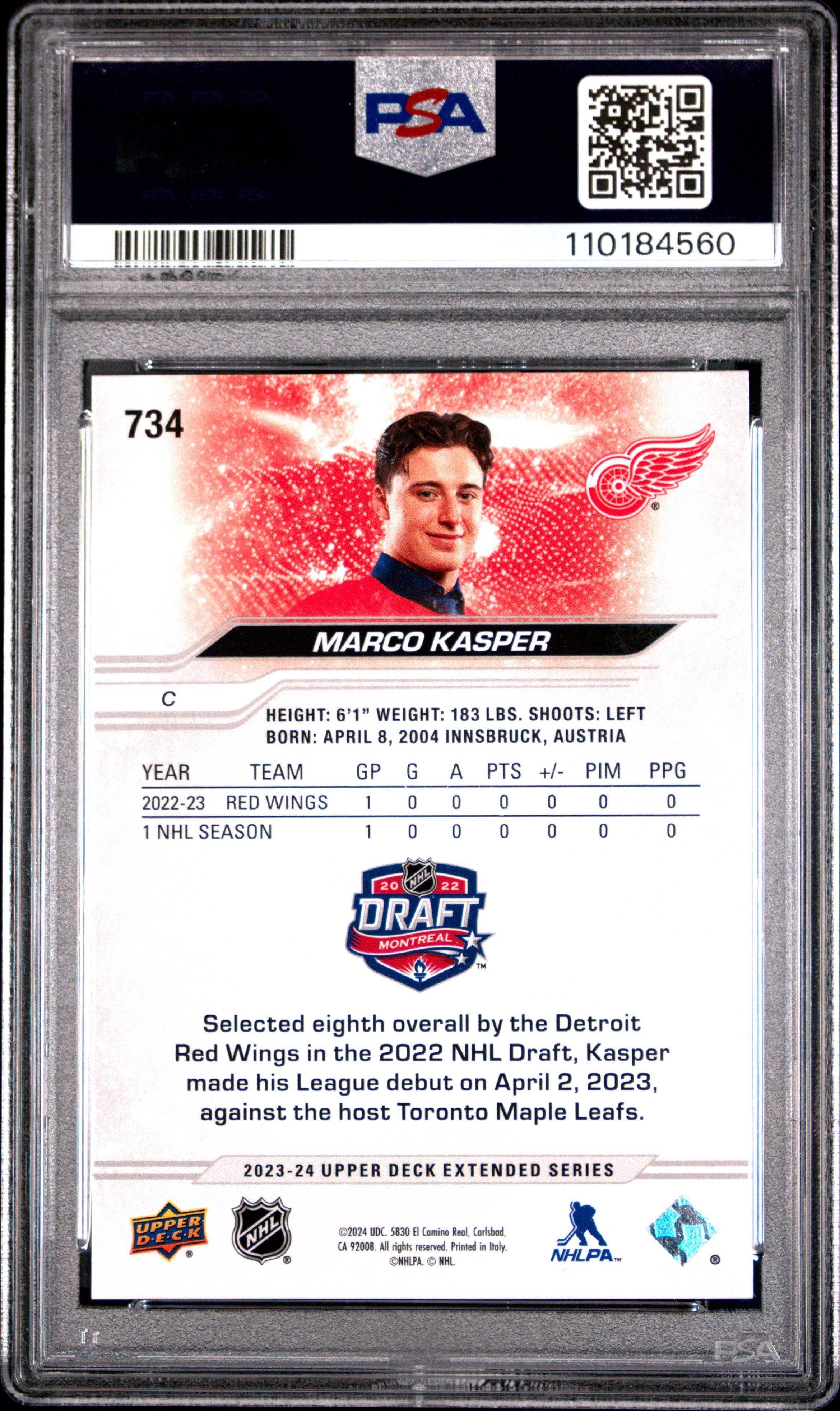 2023 Upper Deck 734 Marco Kasper PSA 10