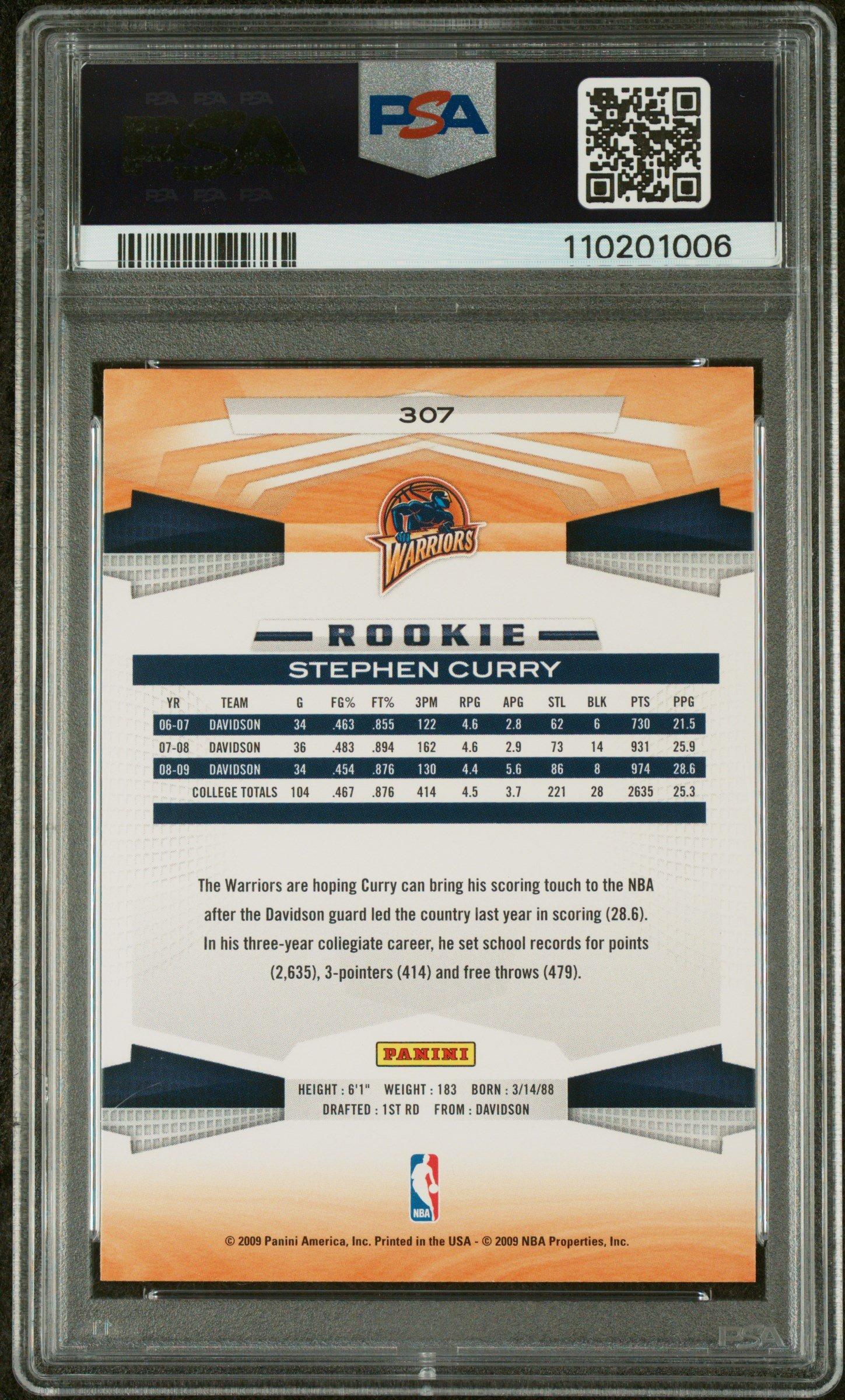 2009 Panini 307 Stephen Curry PSA