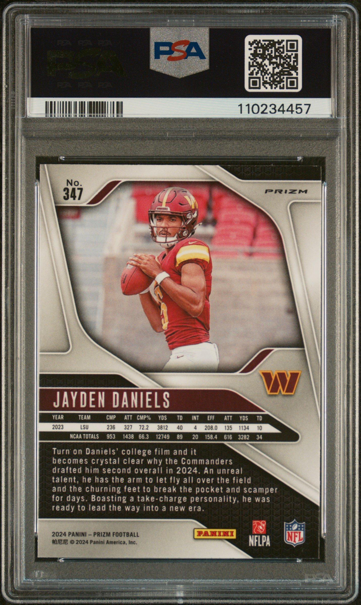 2024 Panini Prizm 347 Jayden Daniels Silver Prizm PSA 10 Graded