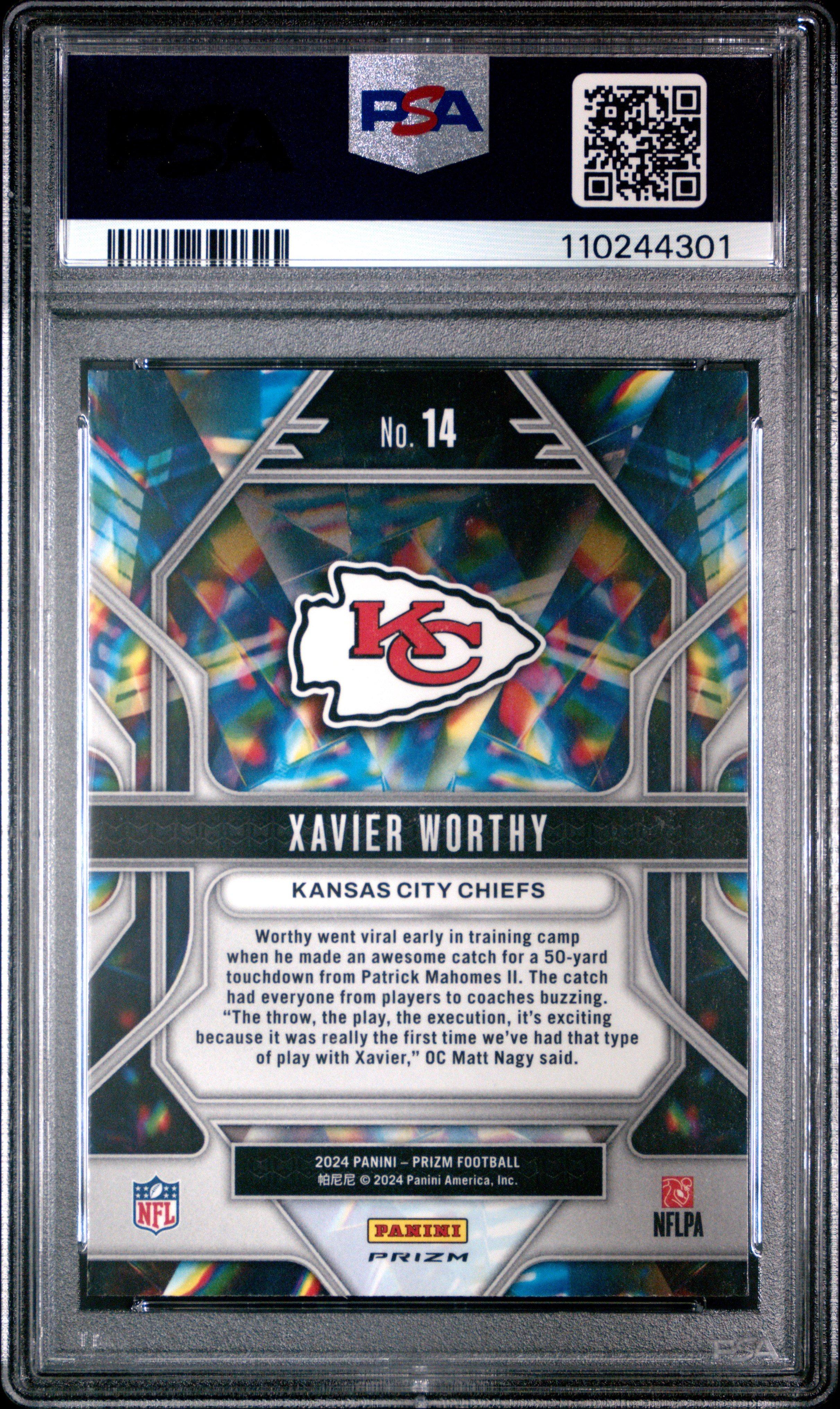 2024 Panini Prizm Prizmatic 14 Xavier Worthy Green Prizm PSA 10