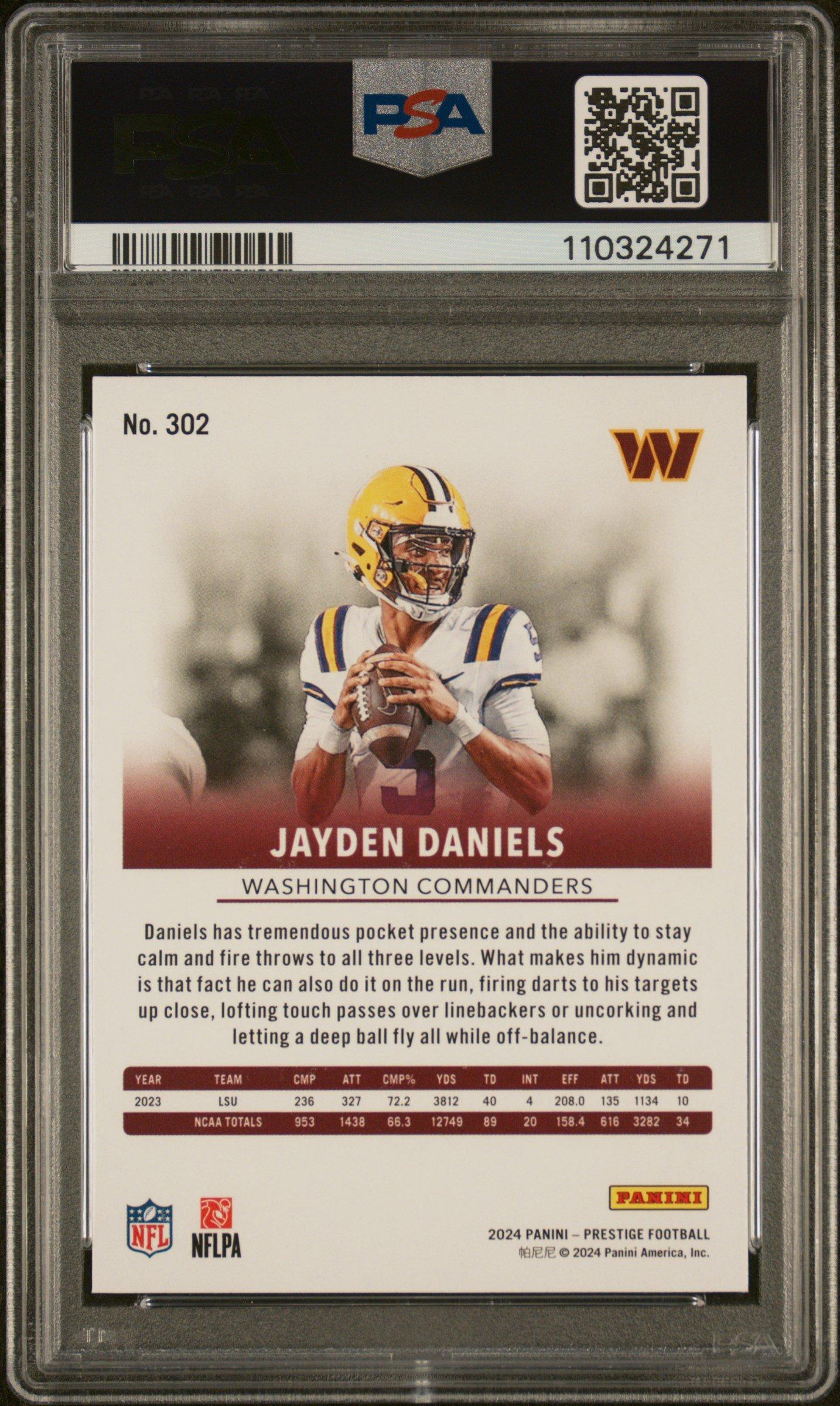 2024 Panini Prestige 302 Jayden Daniels Dots Xtra Points PSA 10