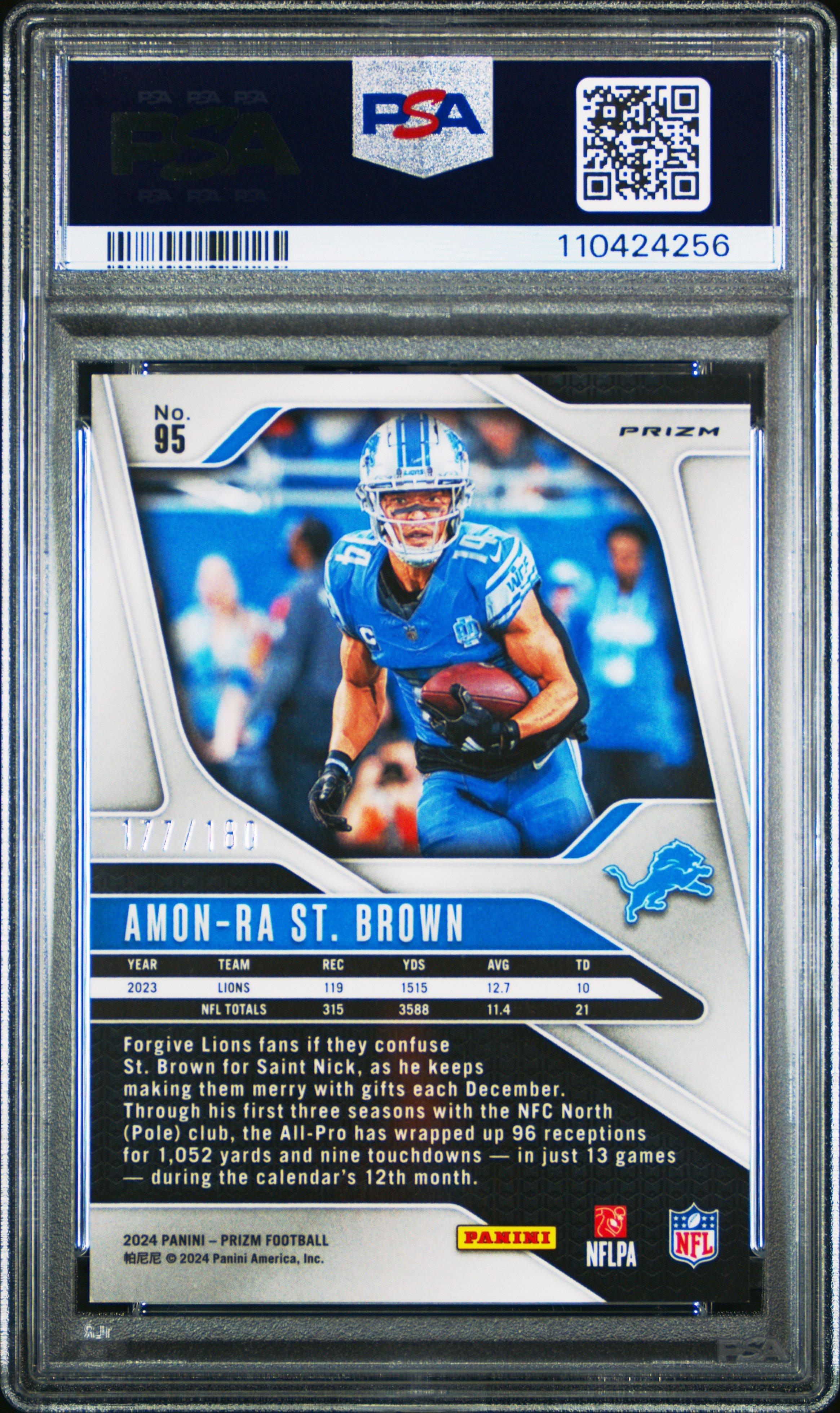 2024 Panini Prizm 95 Amon-ra St. Brown Hyper Prizm PSA 9