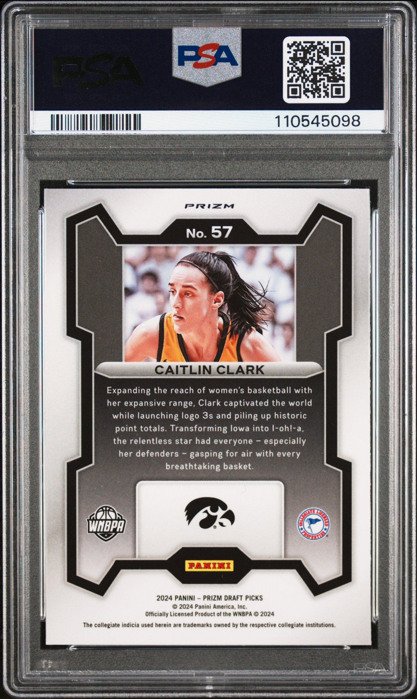 2024 Panini Prizm Draft Picks 57 Caitlin Clark Silver Prizm PSA