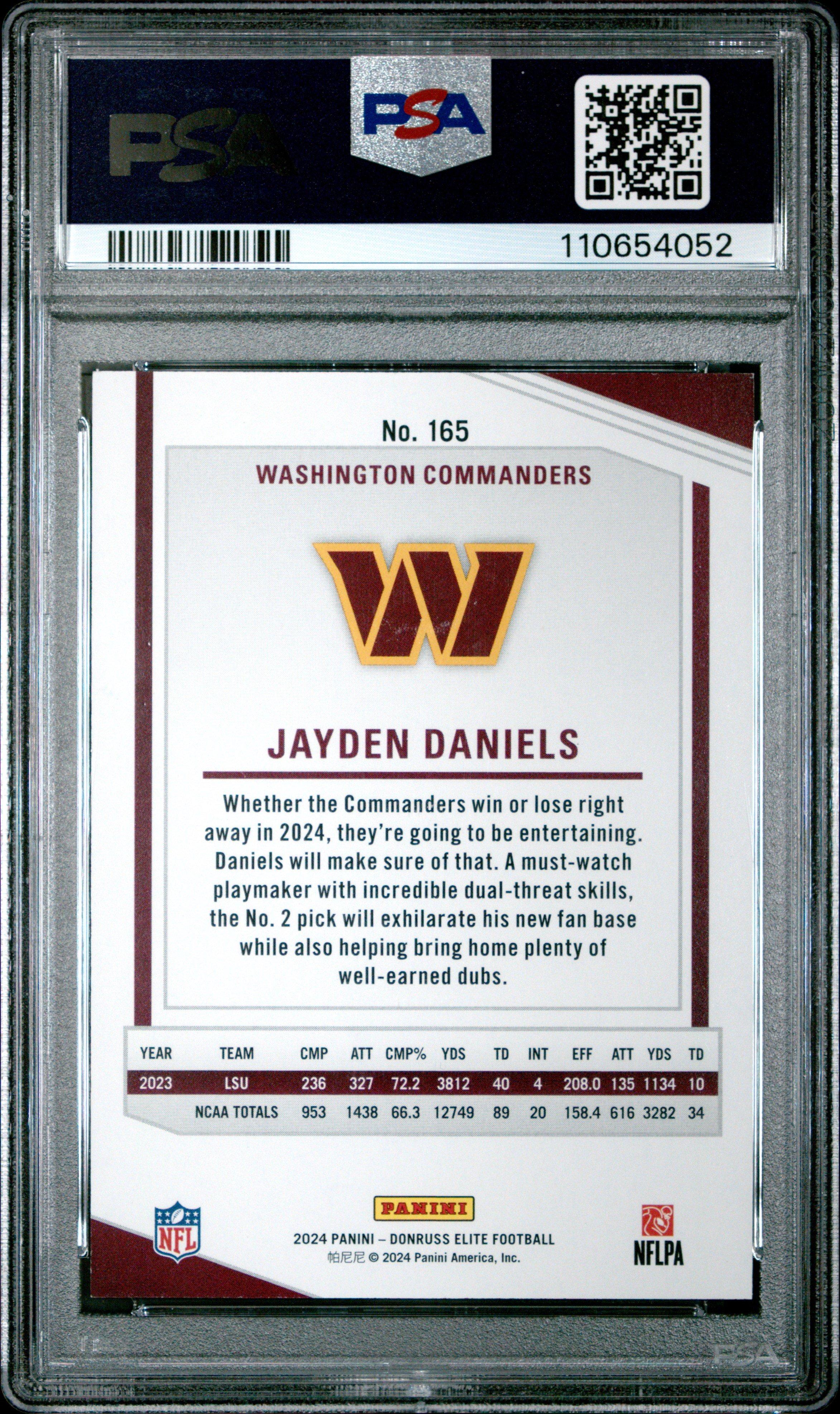 2024 Panini Donruss Elite 165 Jayden Daniels Aspirations Shimmer PSA 8