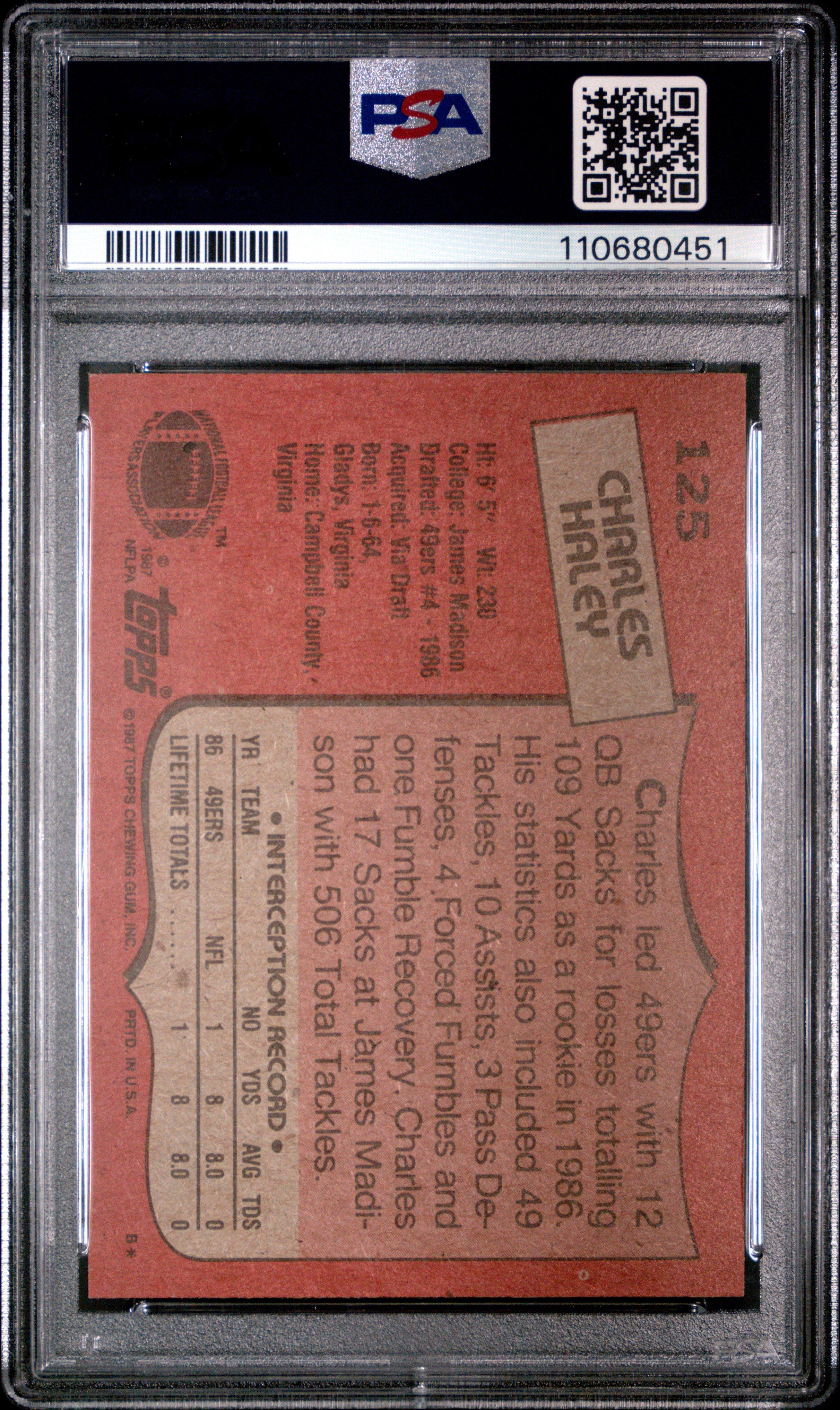 1987 Topps 125 Charles Haley PSA