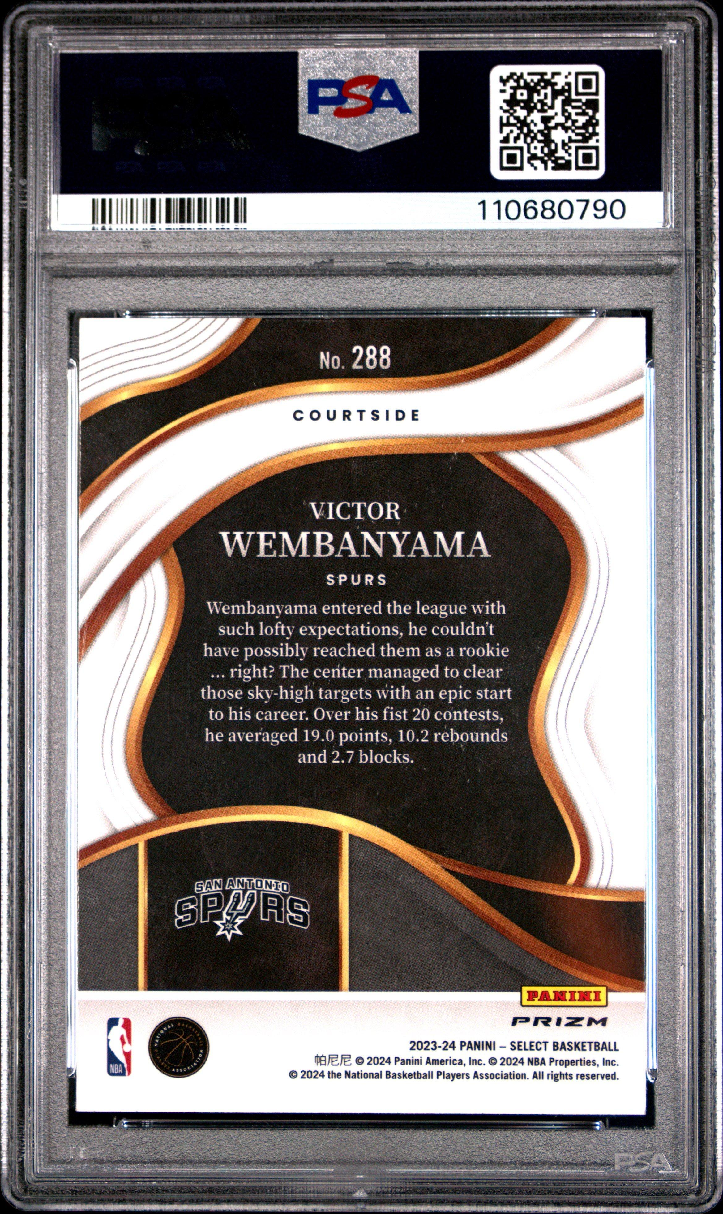 2023 Panini Select 288 Victor Wembanyama Blue Prizm PSA 10