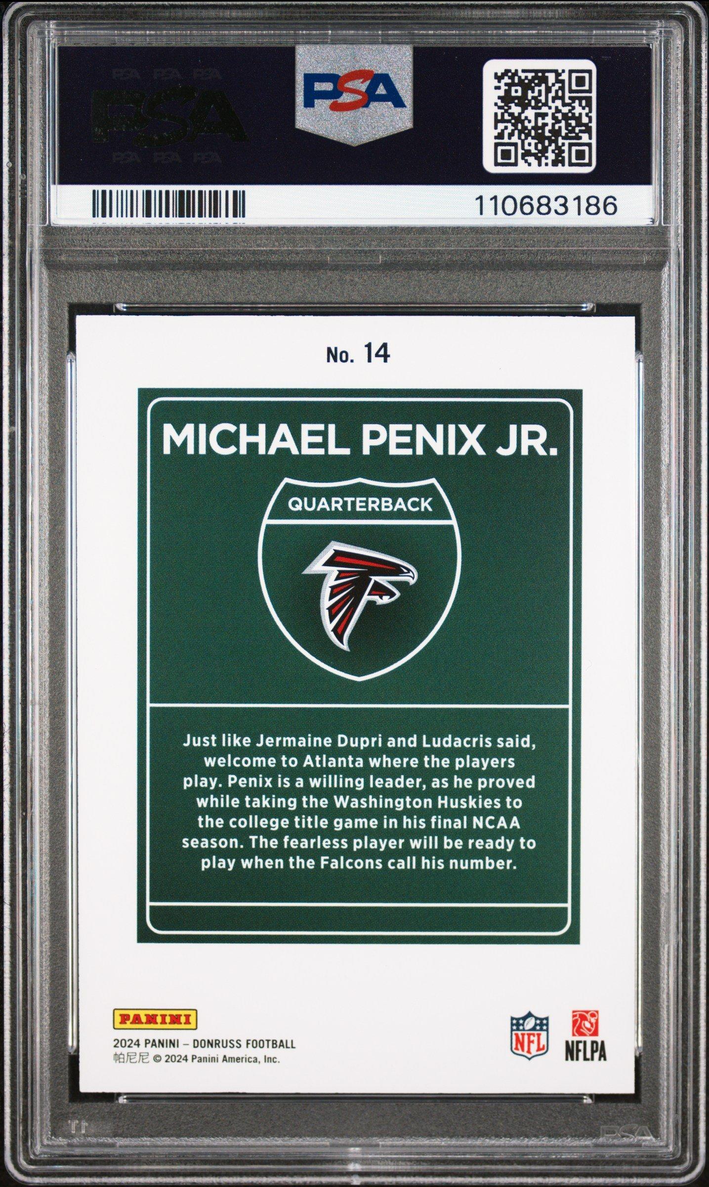 2024 Panini Donruss Downtown! 14 Michael Penix Jr. PSA