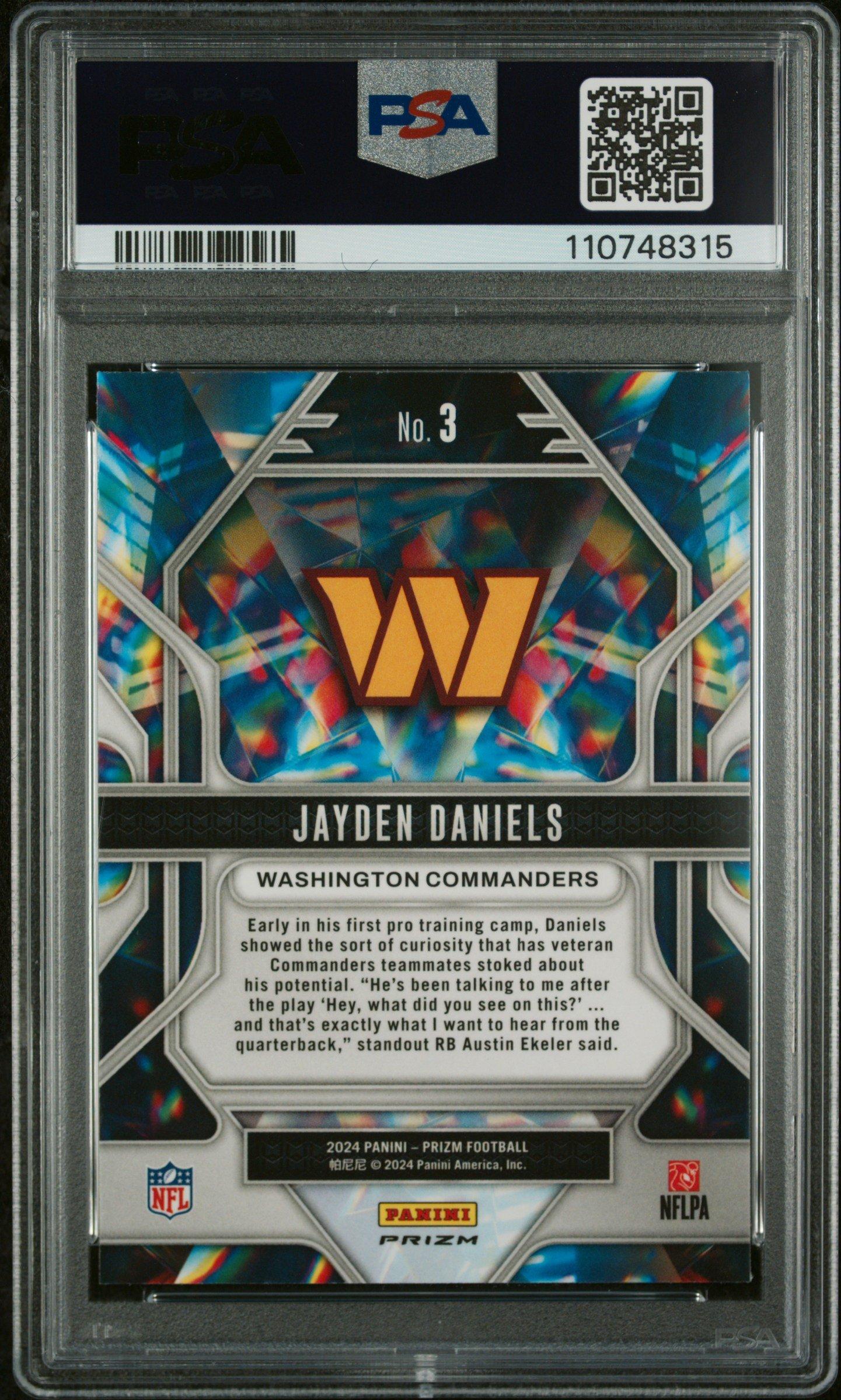 2024 Panini Prizm Prizmatic 3 Jayden Daniels Green Prizm PSA 10