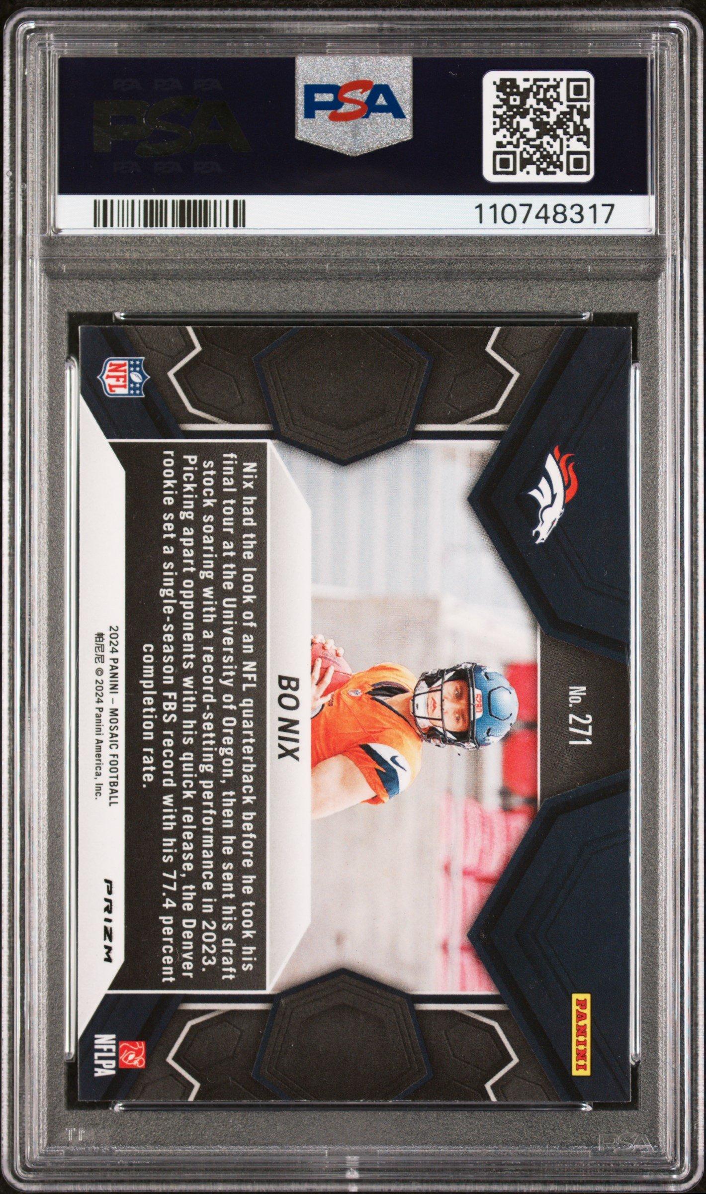 2024 Panini Mosaic 271 Bo Nix Red PSA 8
